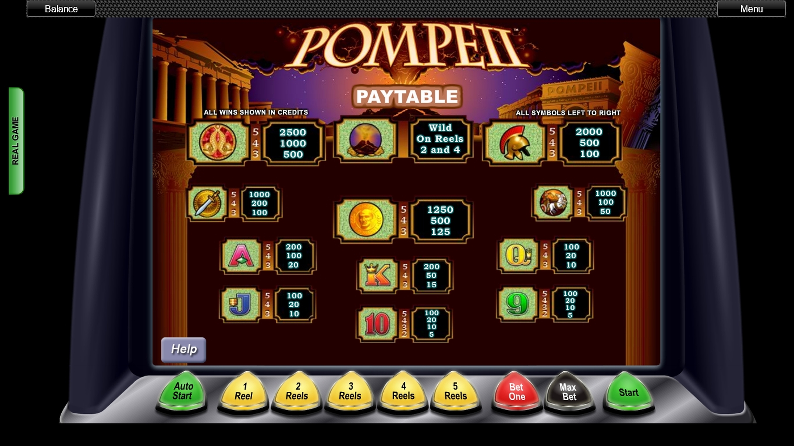 Info of Pompeii Slot Game by Concept Gaming