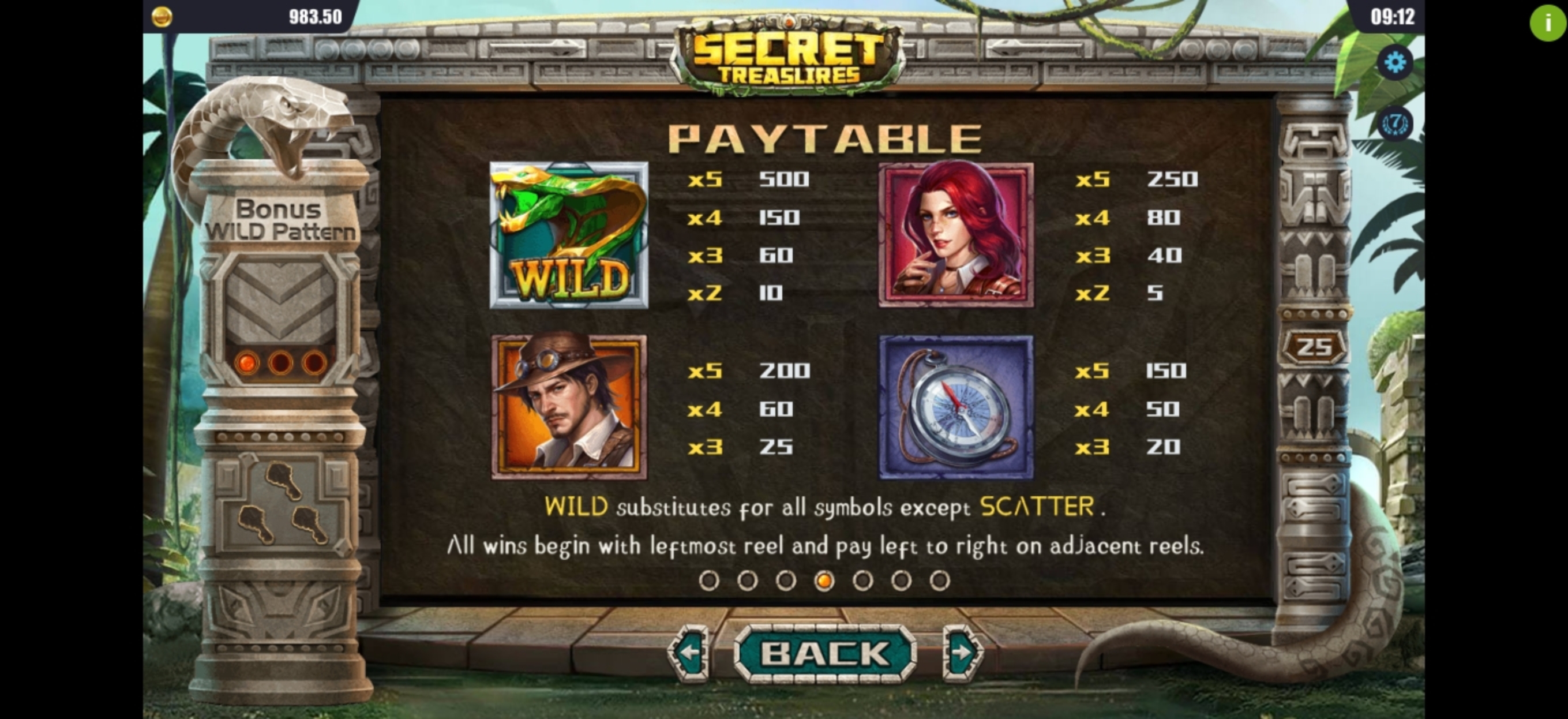 Info of Secret Treasures Slot Game by Dream Tech