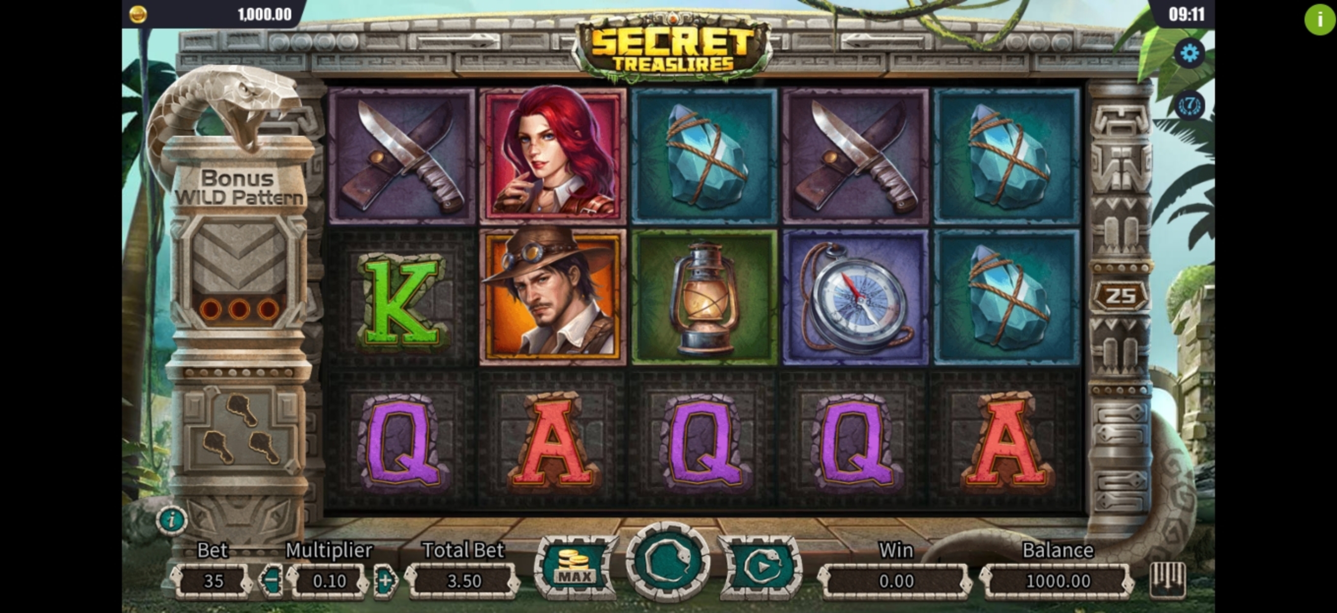 Reels in Secret Treasures Slot Game by Dream Tech