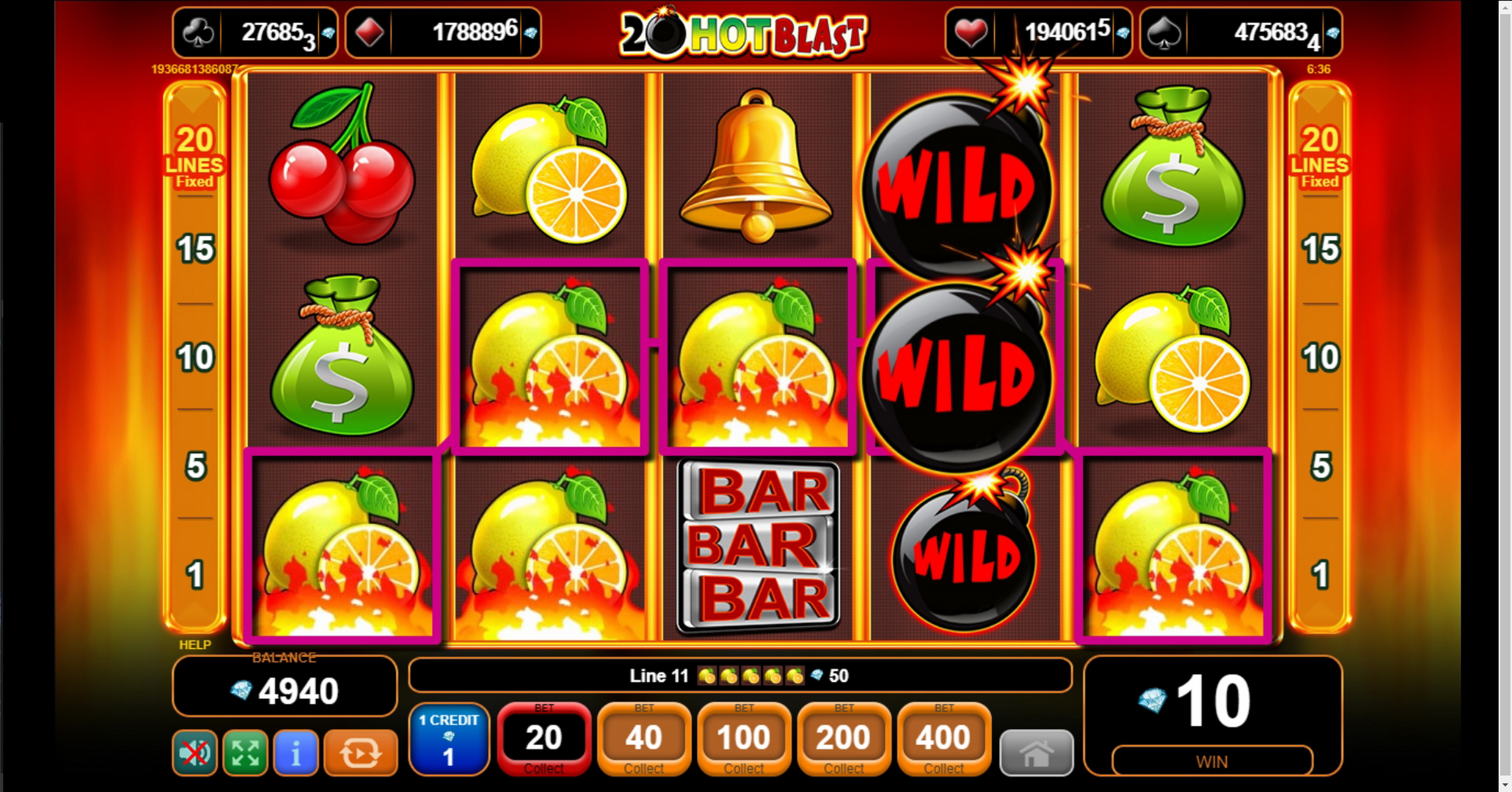 Win Money in 20 Hot Blast Free Slot Game by EGT