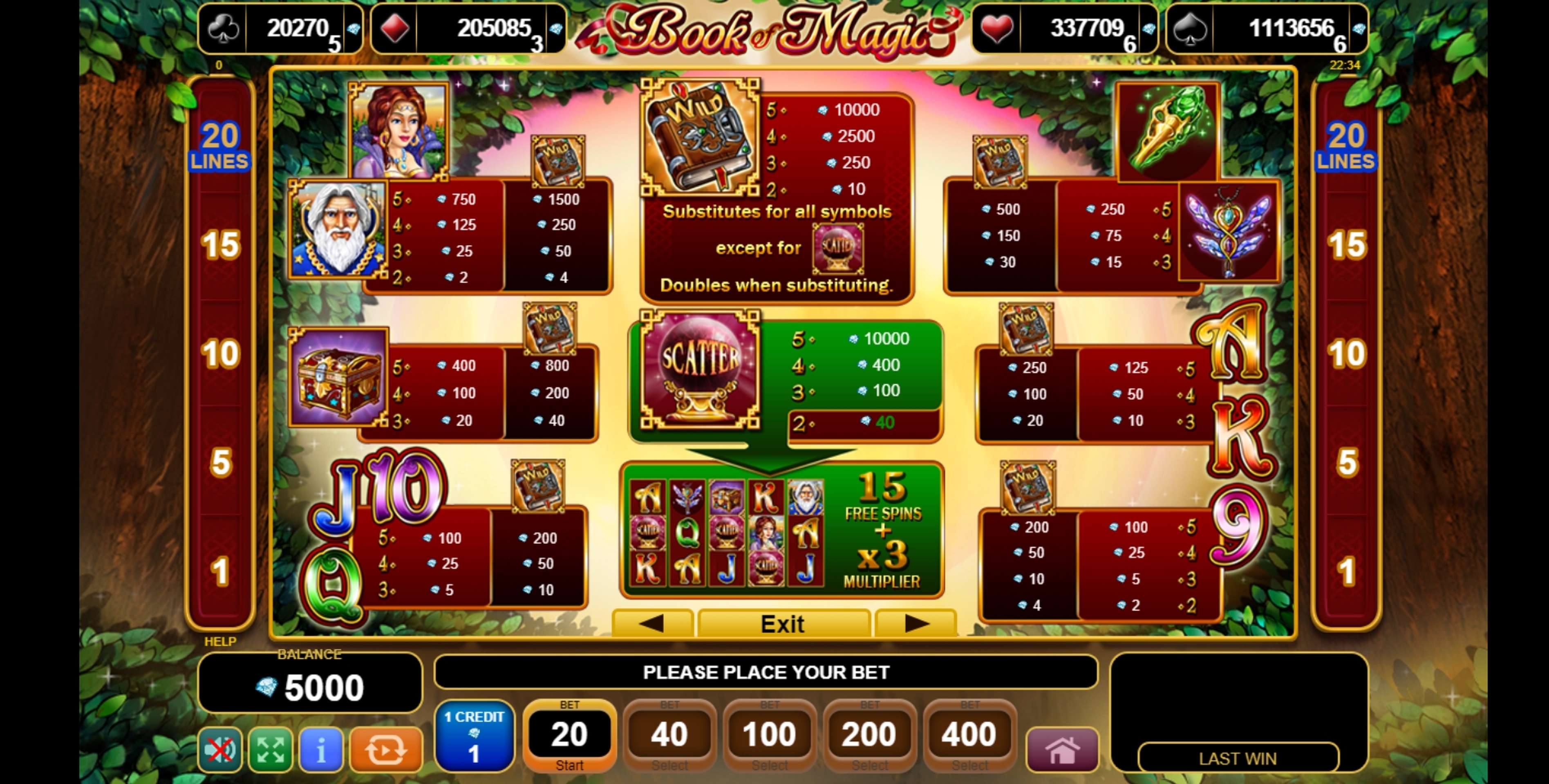 Info of Book of Magic Slot Game by EGT