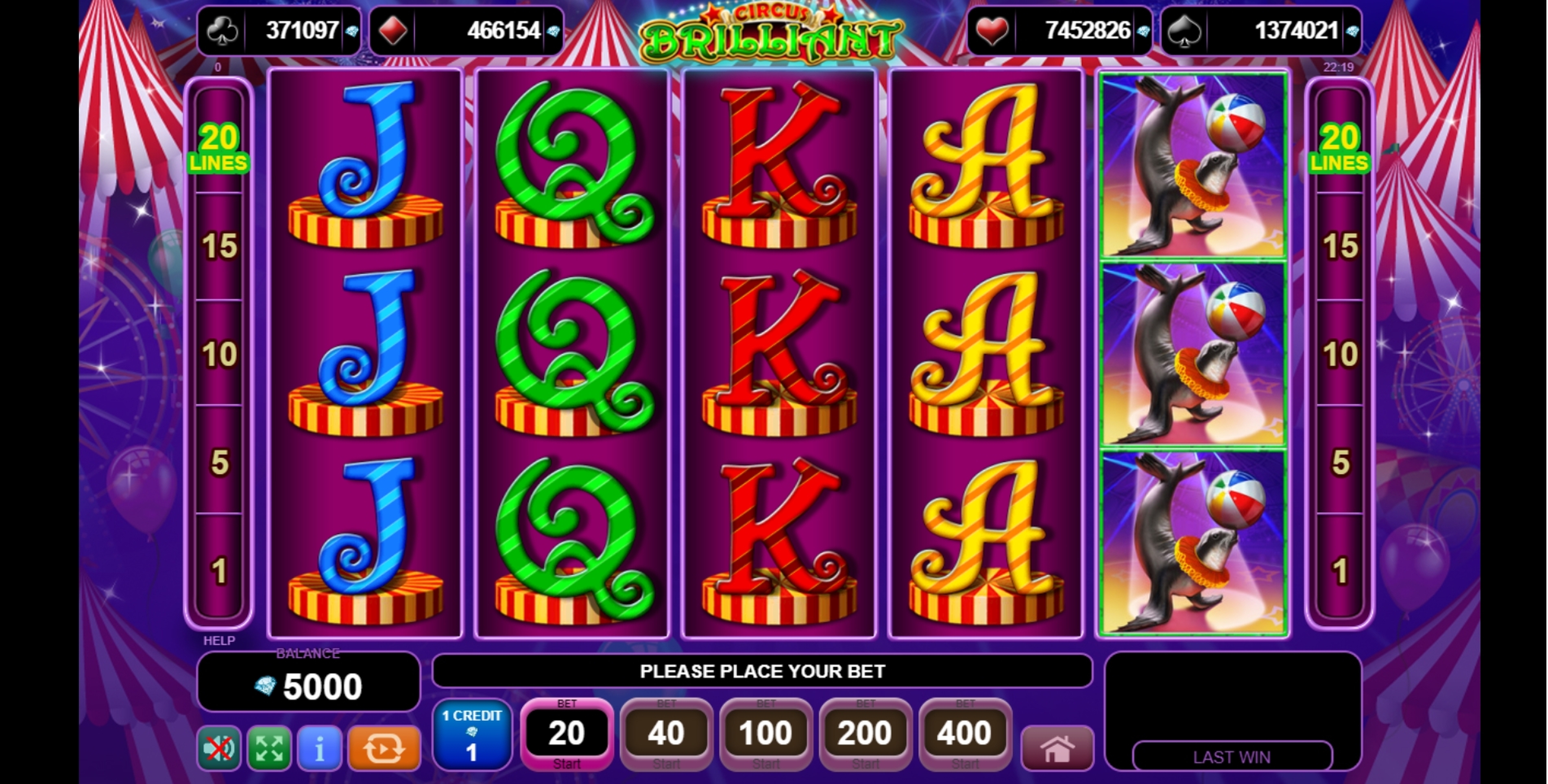 Reels in Circus Brilliant Slot Game by EGT