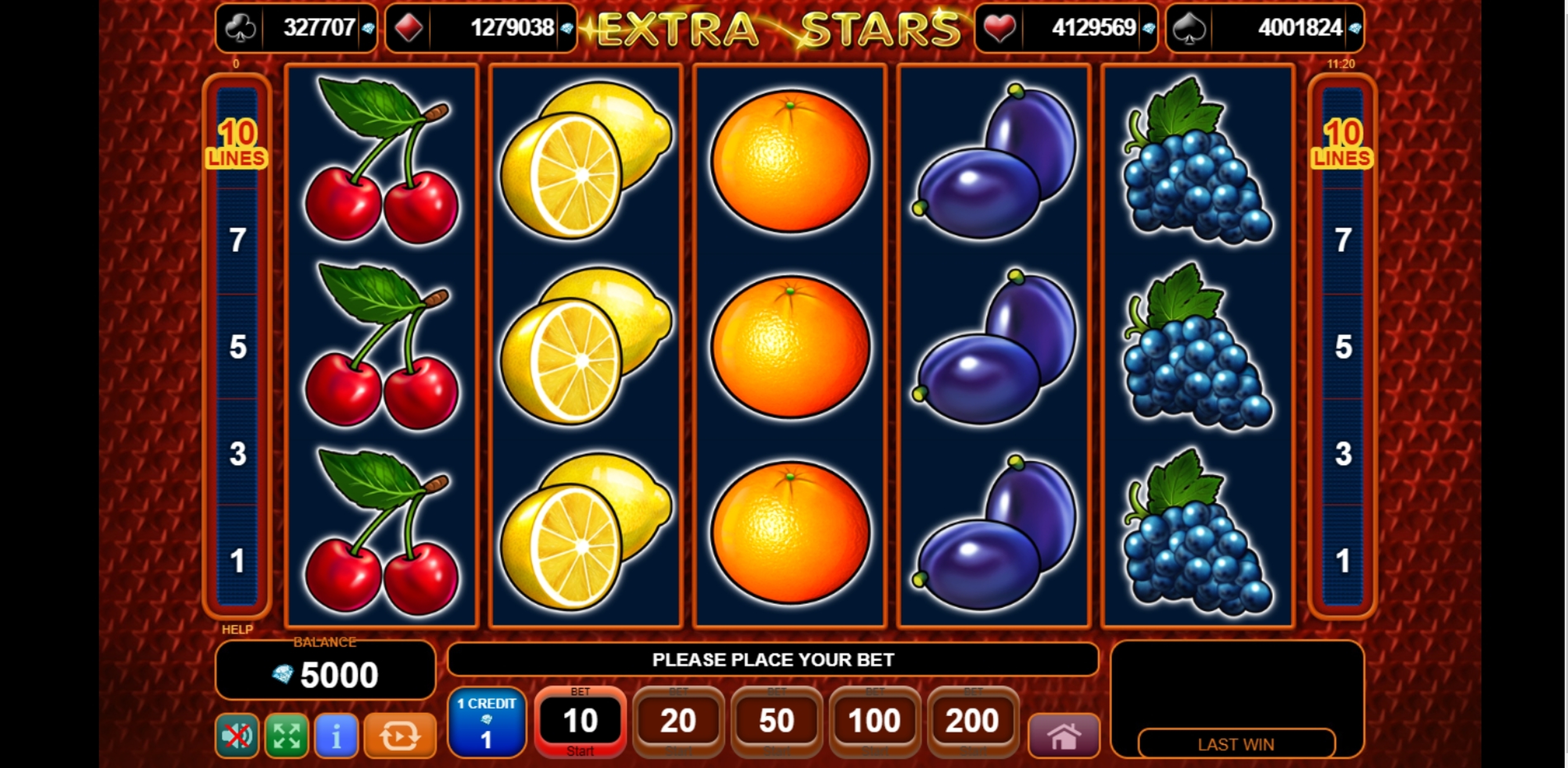 Reels in Extra Stars Slot Game by EGT