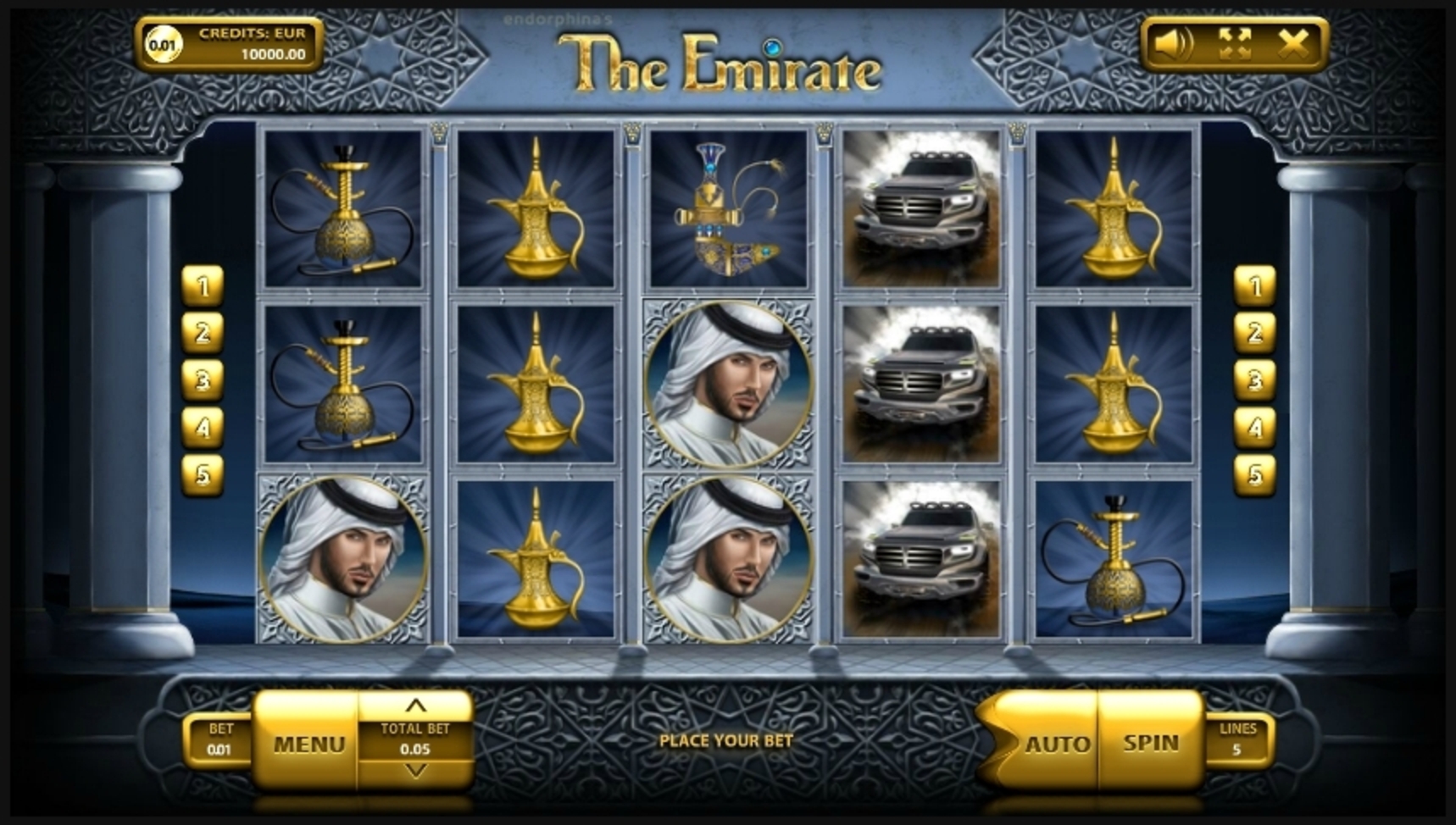 Reels in The Emirate Slot Game by Endorphina