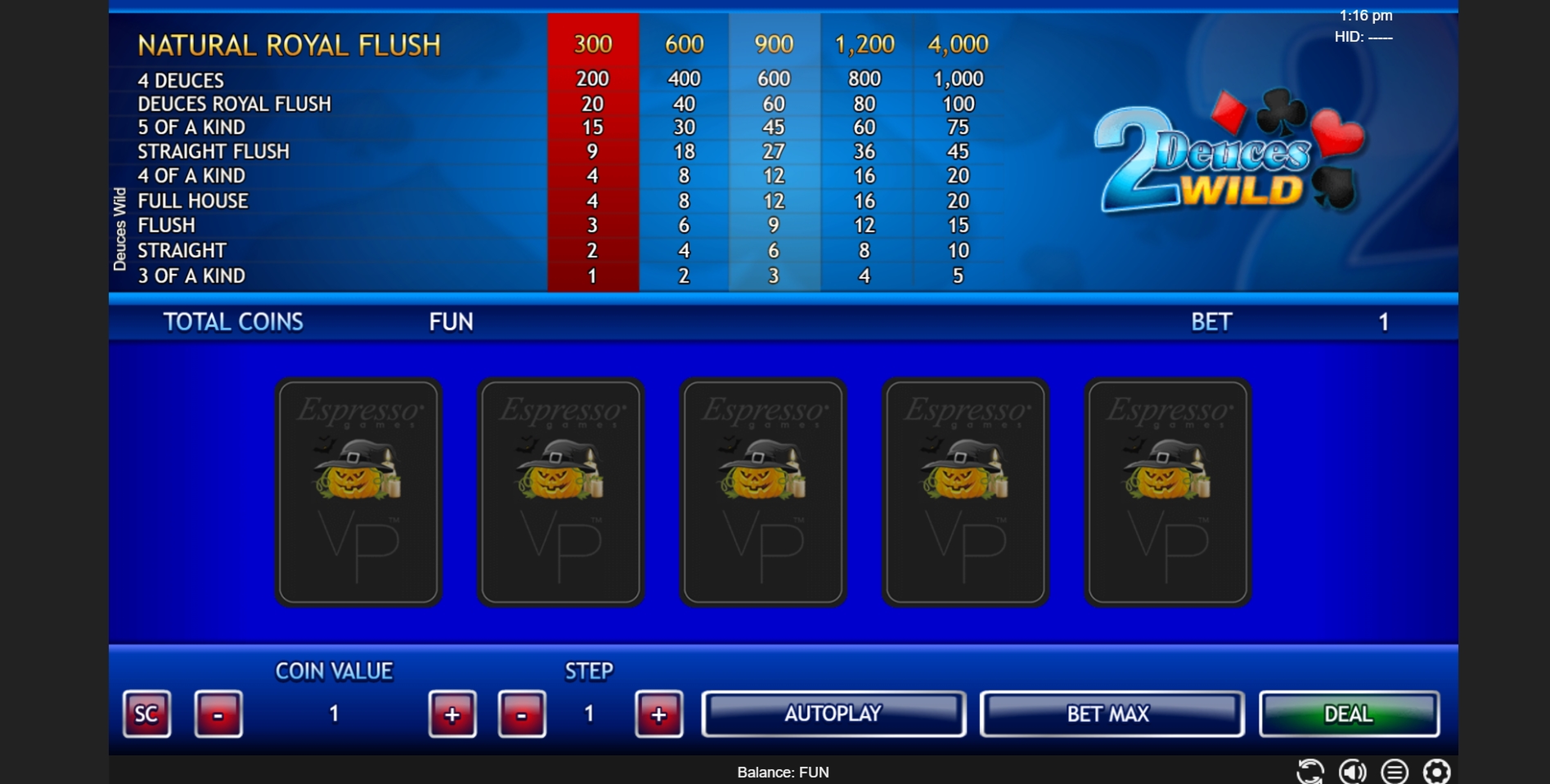 Reels in Deuces Wild (Espresso Games) Slot Game by Espresso Games