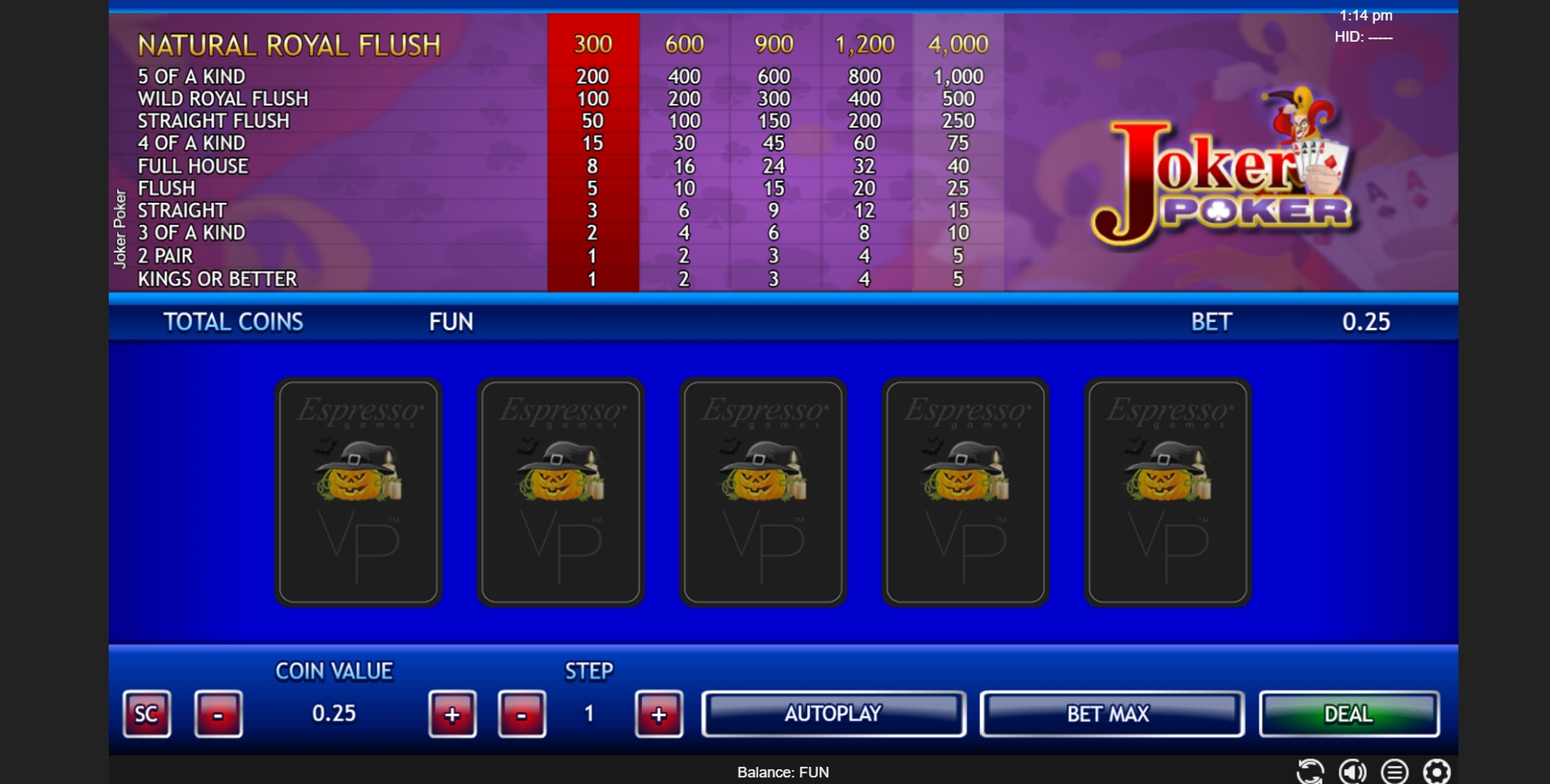 Reels in Joker Poker (Espresso Games) Slot Game by Espresso Games