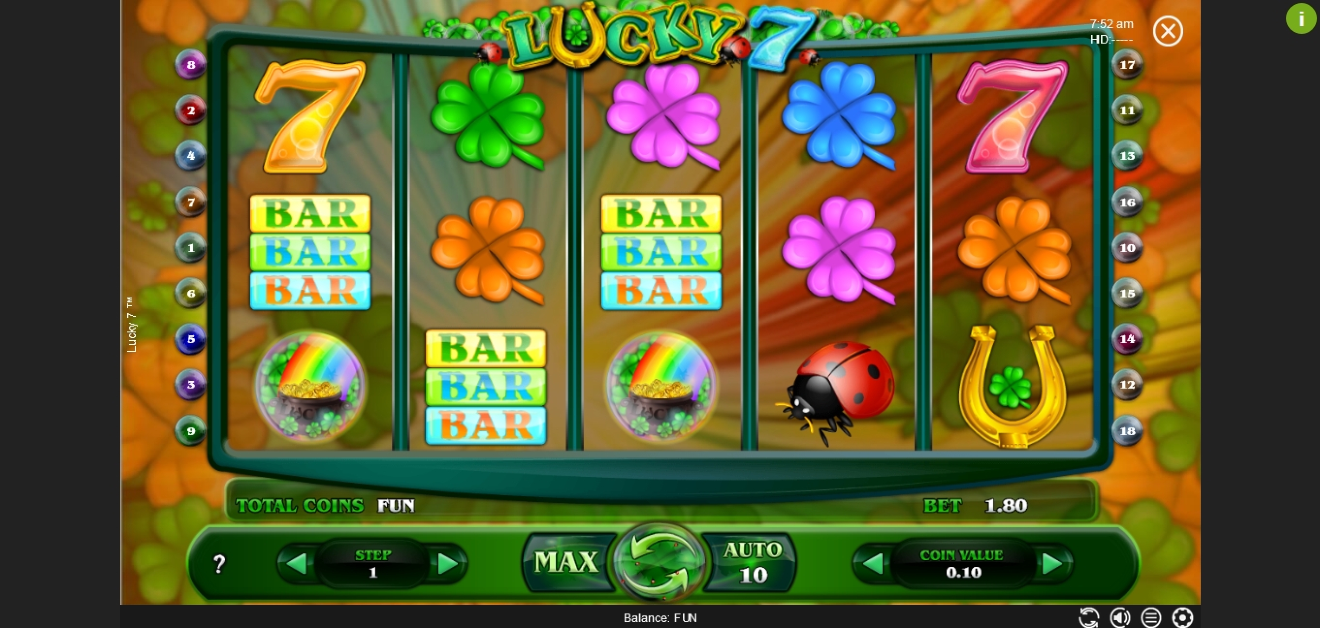 Reels in Lucky 7 Slot Game by Espresso Games