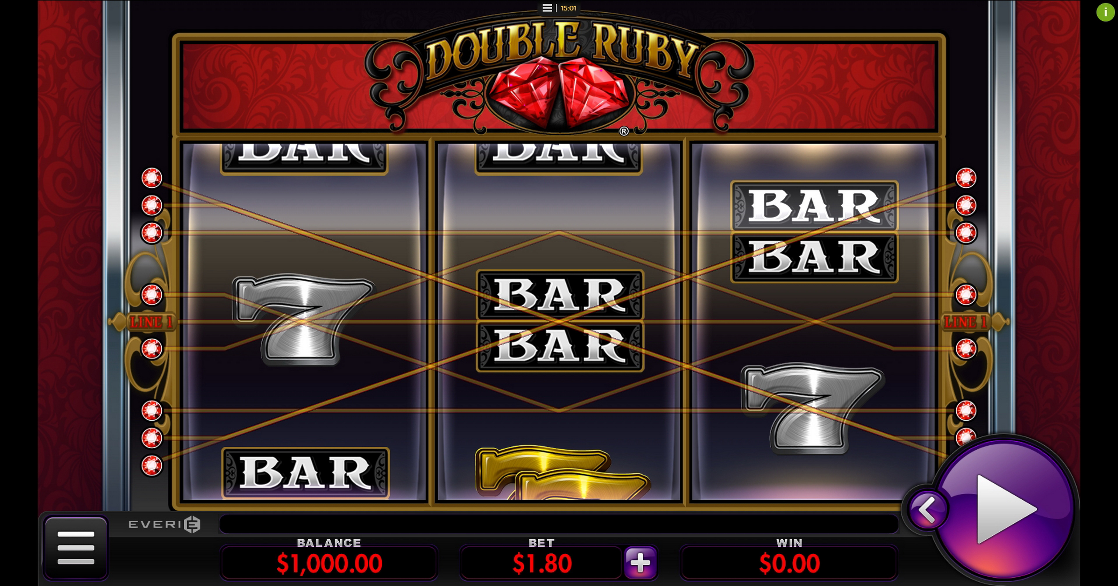 Reels in Double Ruby Slot Game by Everi