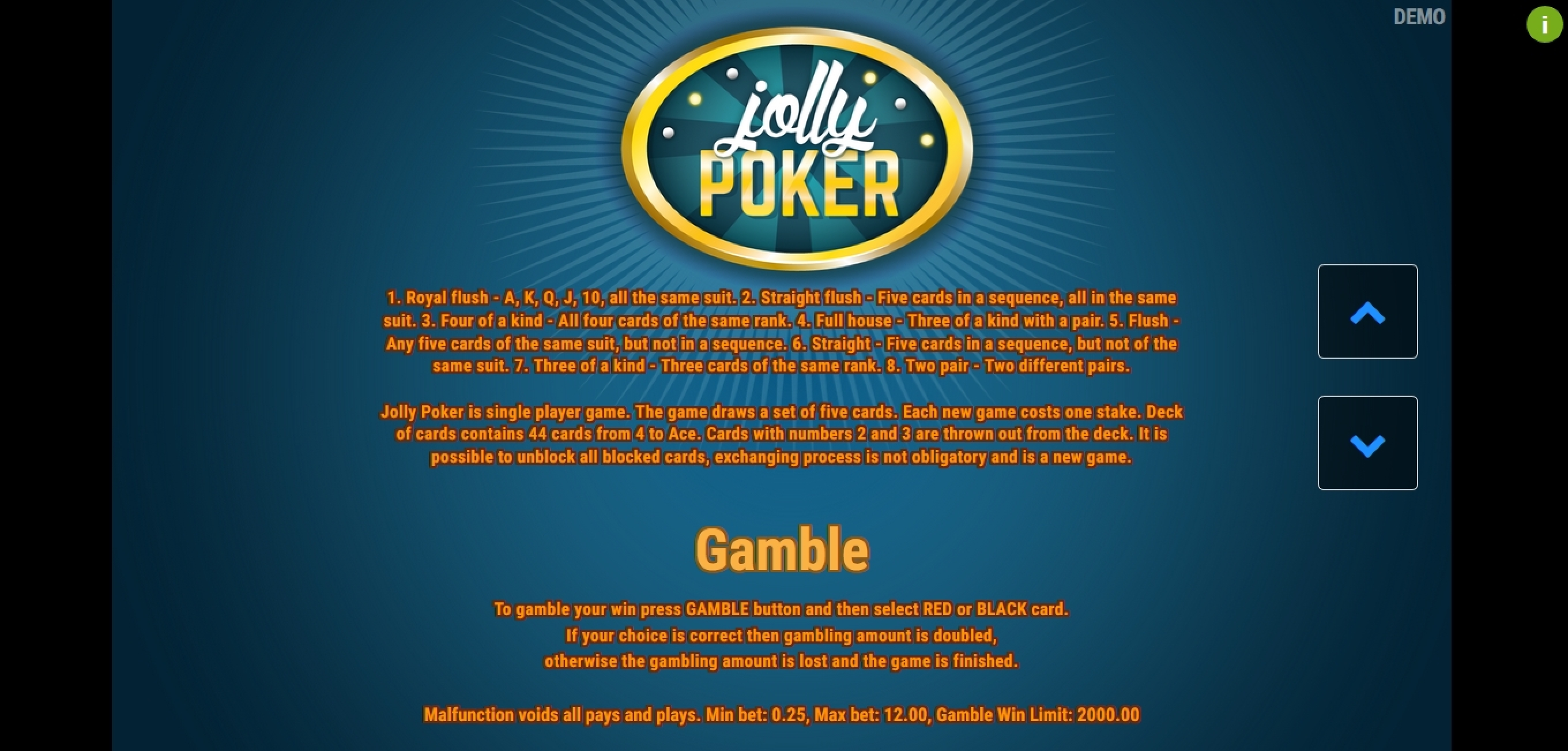 Info of Jolly Poker Slot Game by Fazi Gaming