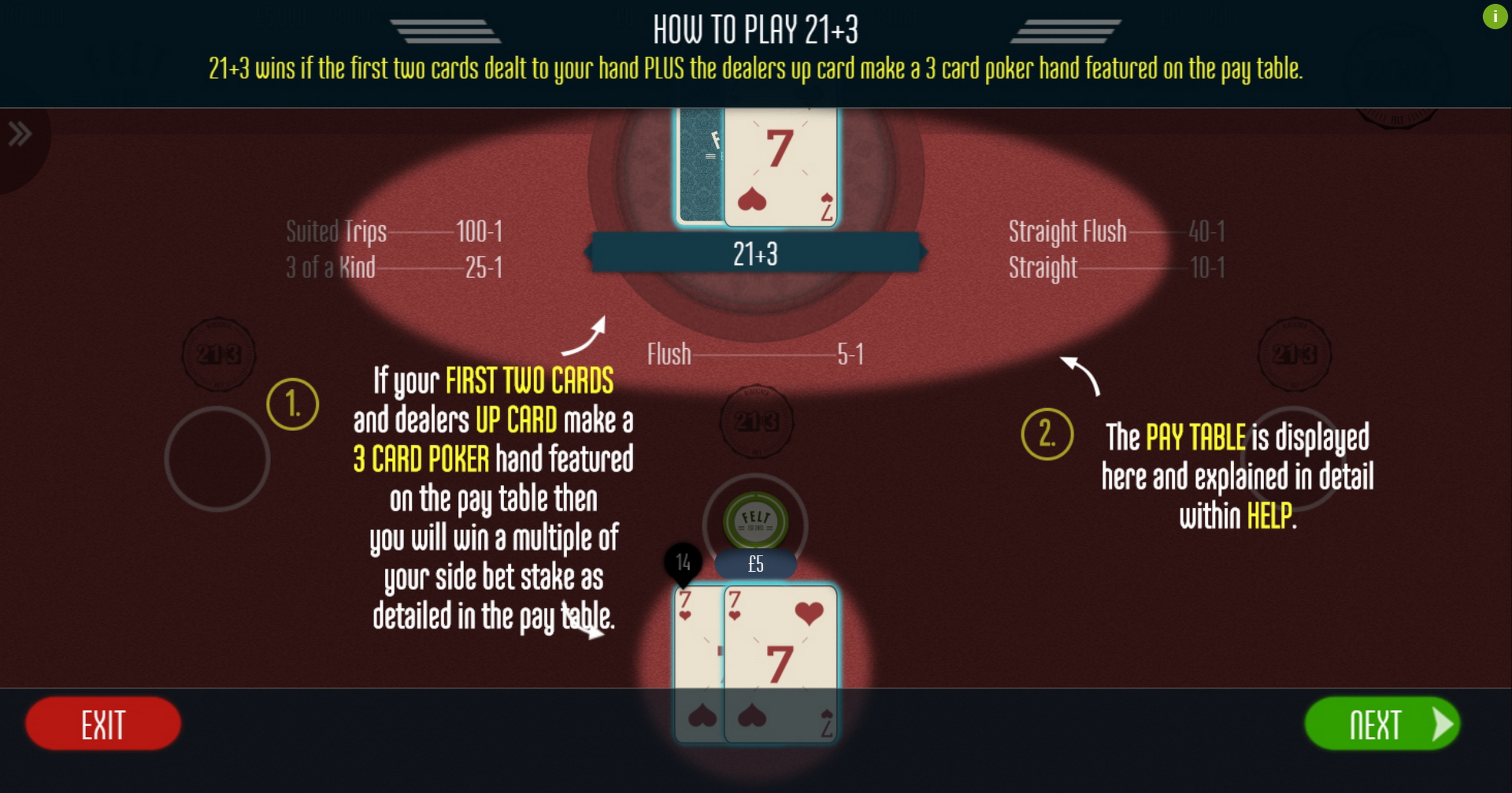 Info of 21+3 Blackjack Slot Game by Felt