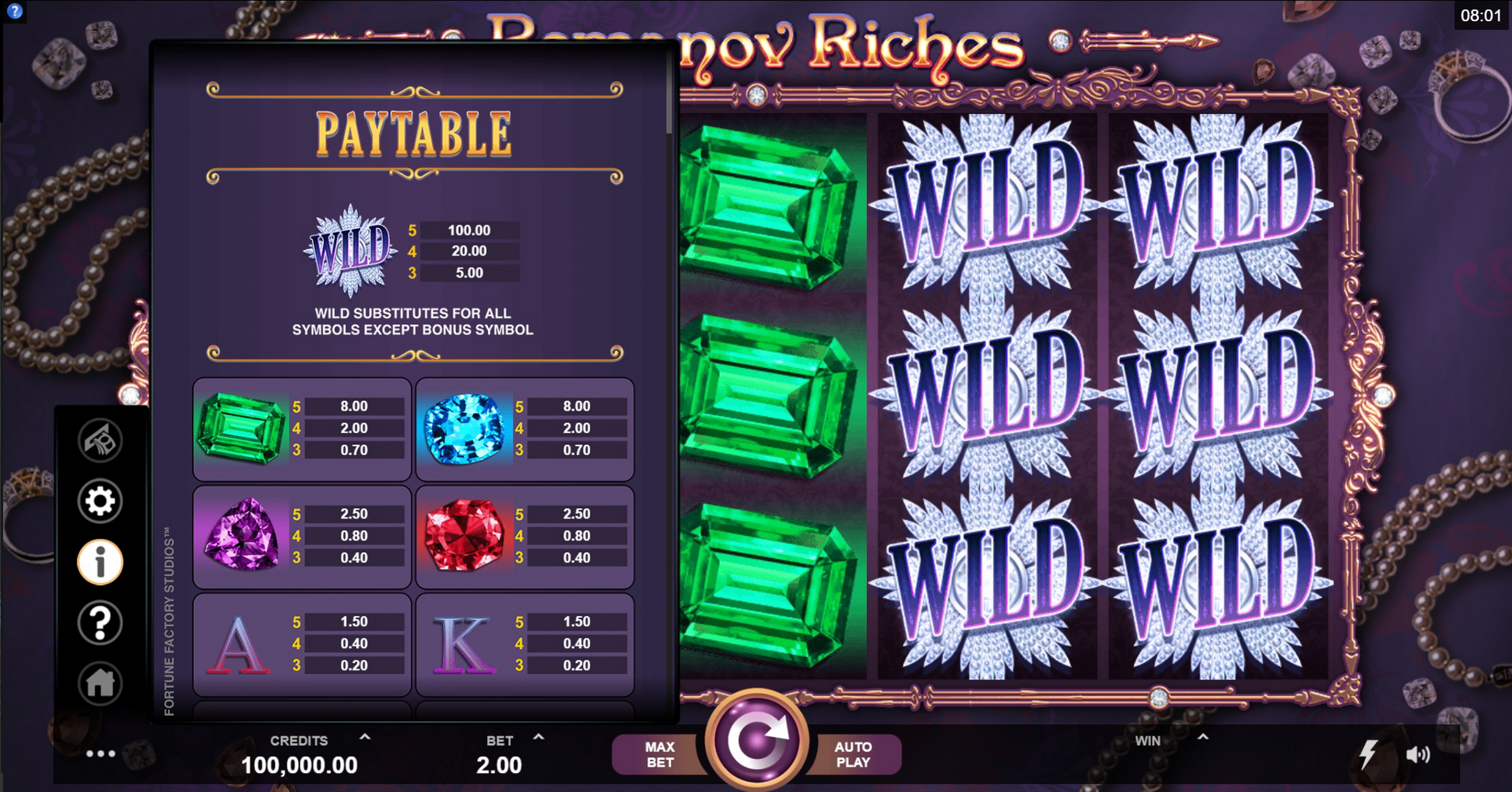 Info of Romanov Riches Slot Game by Fortune Factory Studios
