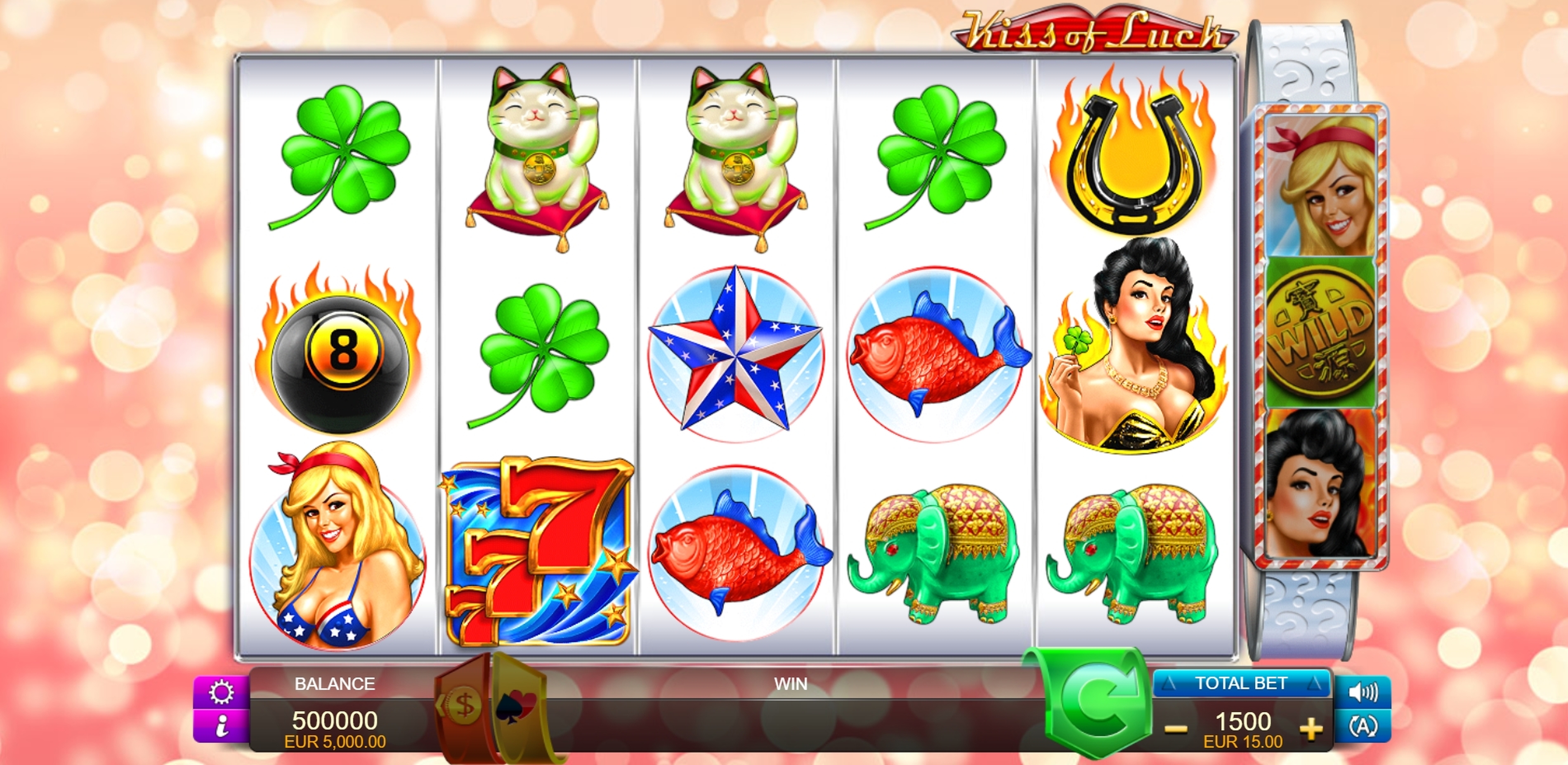 Reels in Kiss of Luck Slot Game by FUGA Gaming