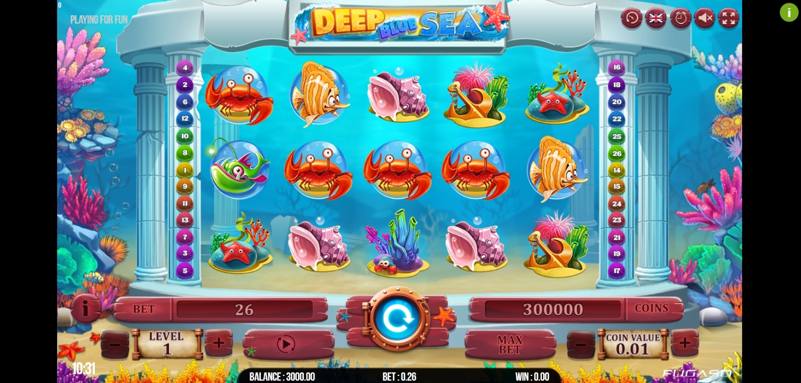 Reels in Deep Blue Sea Slot Game by Fugaso