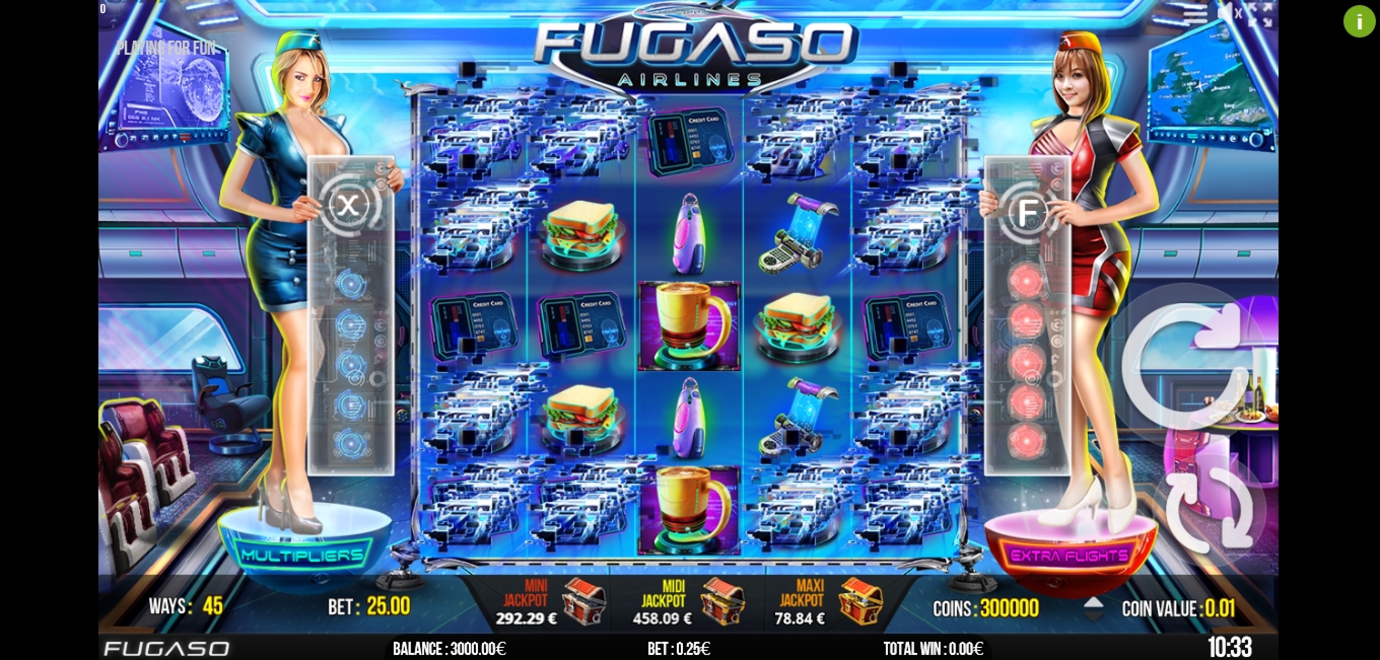 Reels in Fugaso Airlines Slot Game by Fugaso