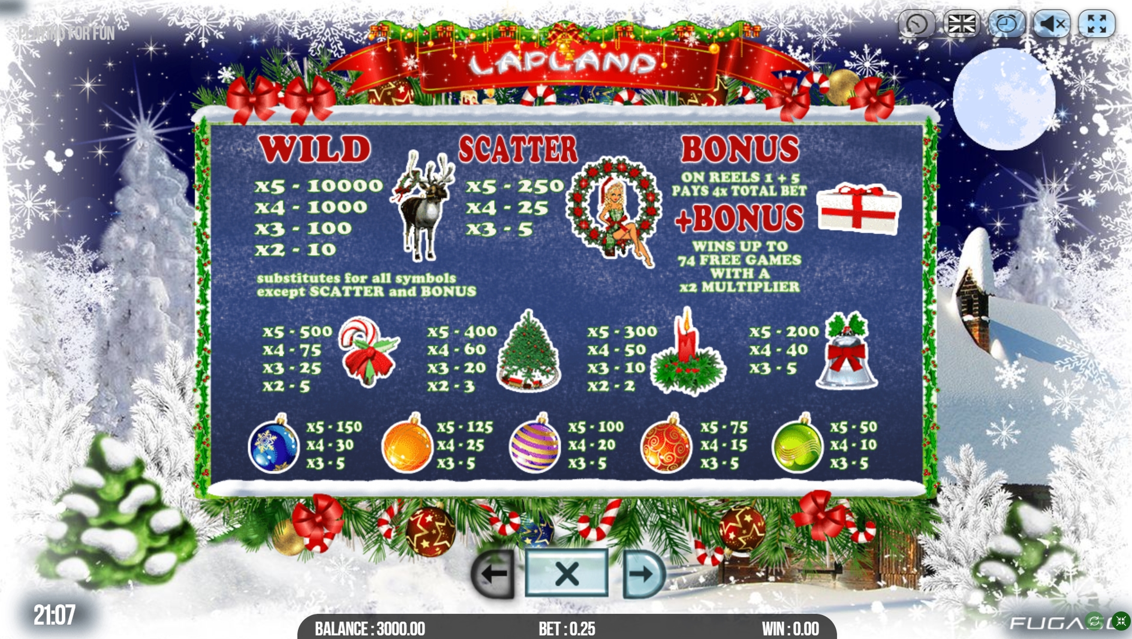 Info of Lapland Slot Game by Fugaso
