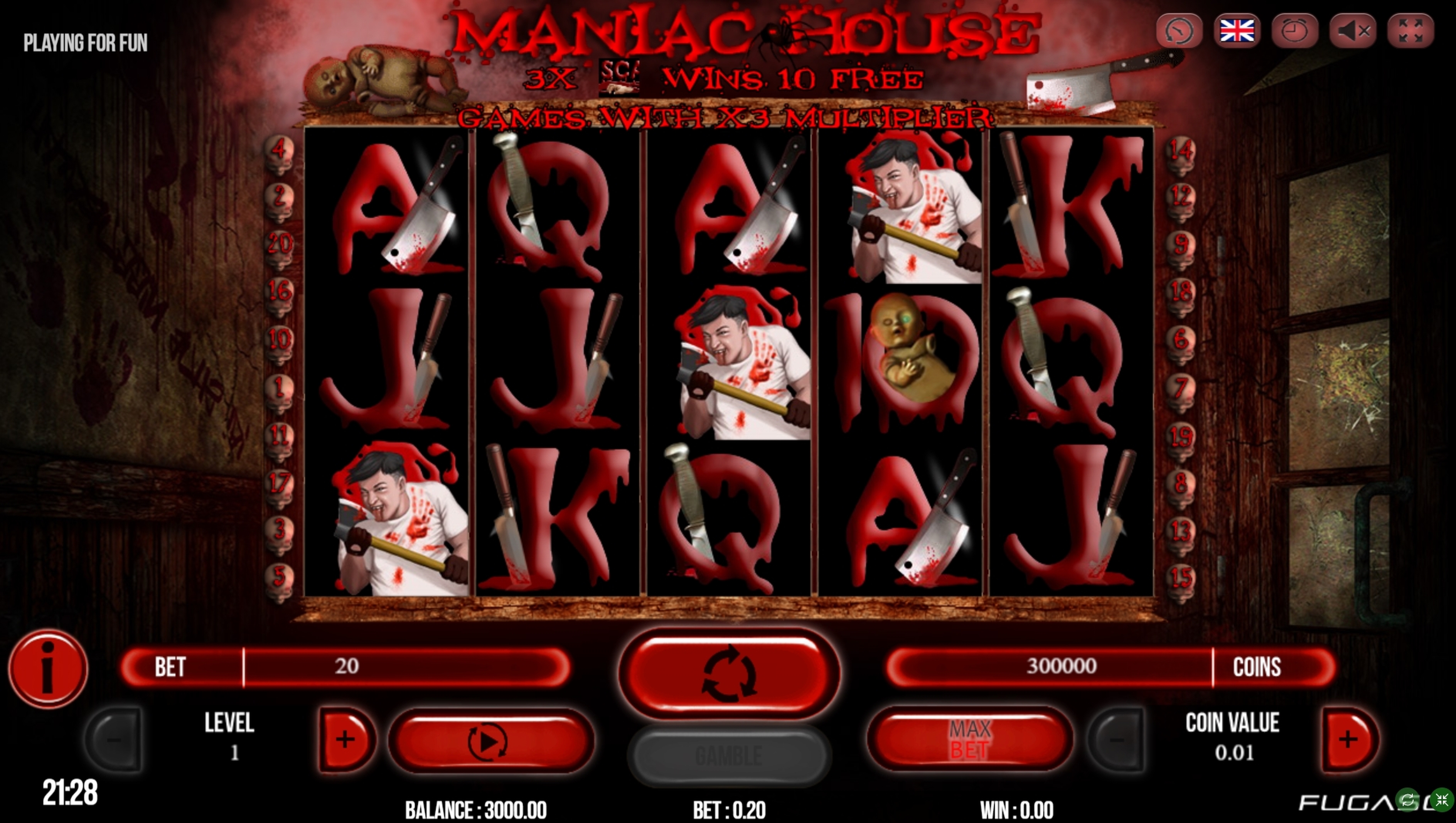 Reels in Maniac House Slot Game by Fugaso