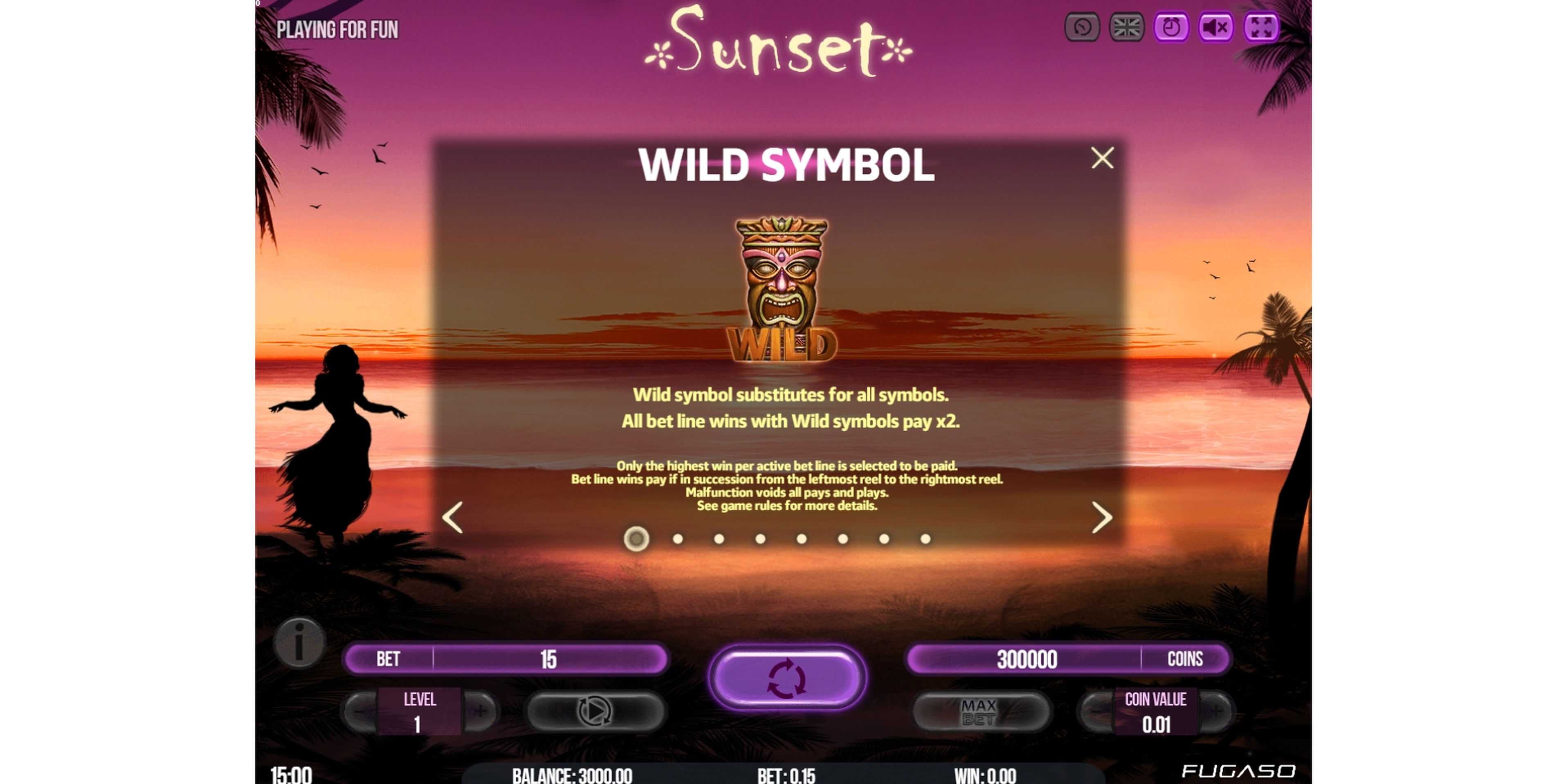 Info of Sunset Slot Game by Fugaso