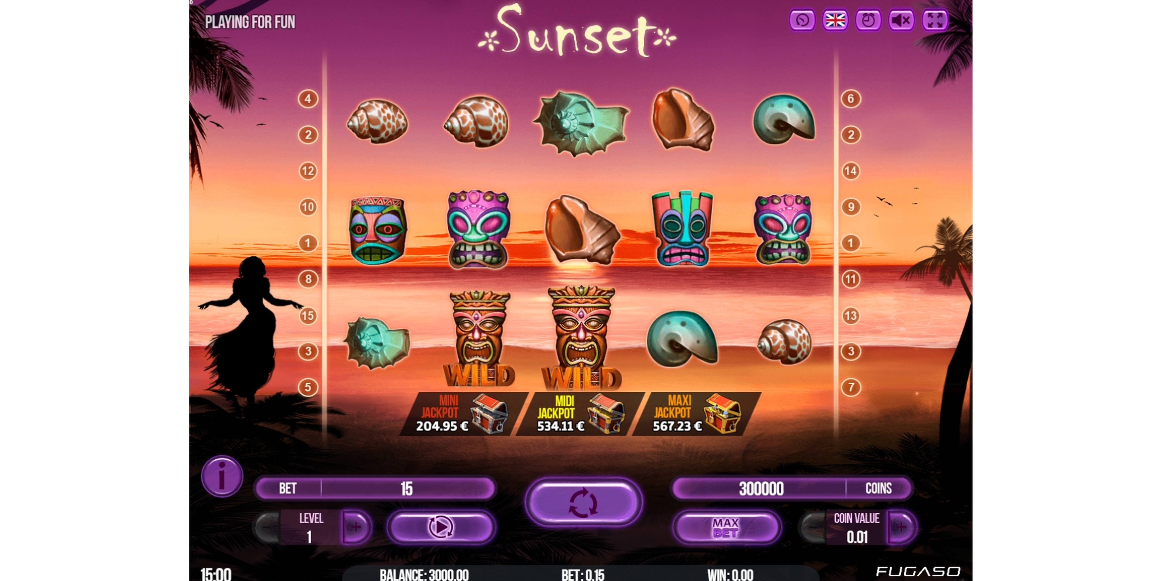 Reels in Sunset Slot Game by Fugaso