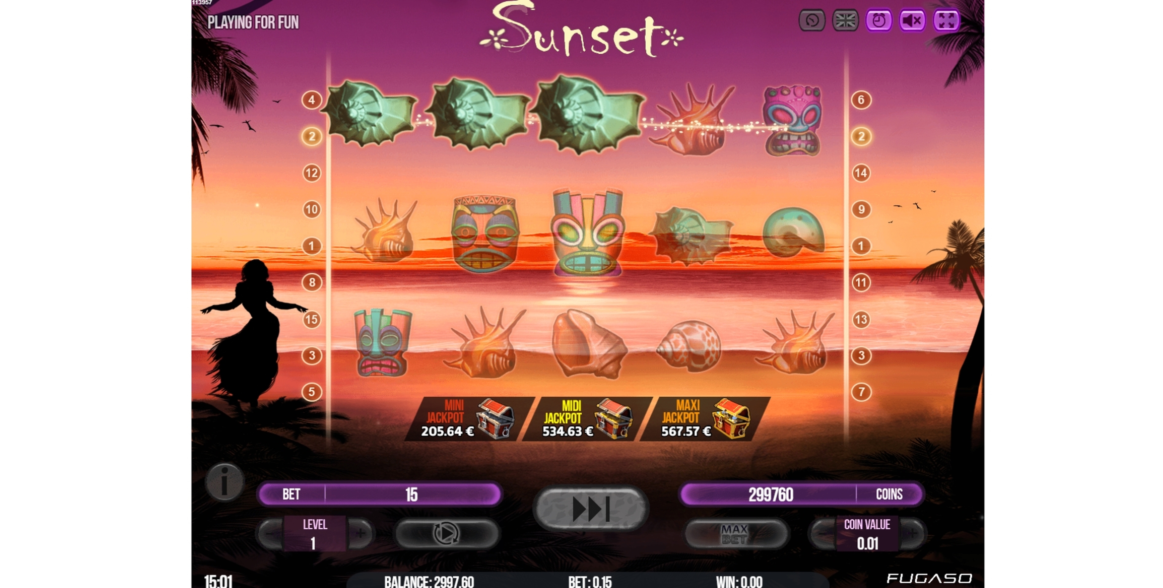 Win Money in Sunset Free Slot Game by Fugaso