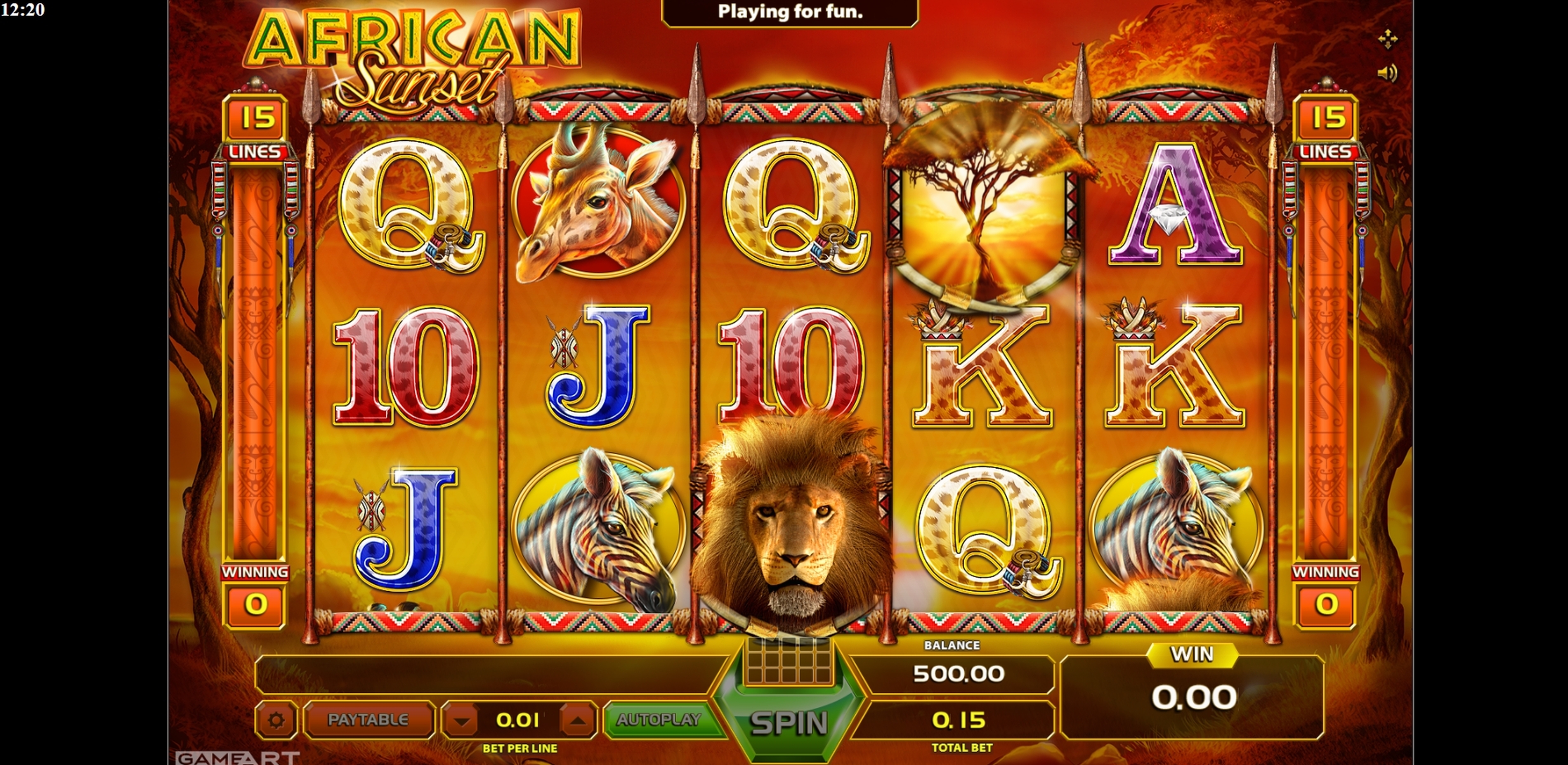 Reels in African Sunset Slot Game by GameArt