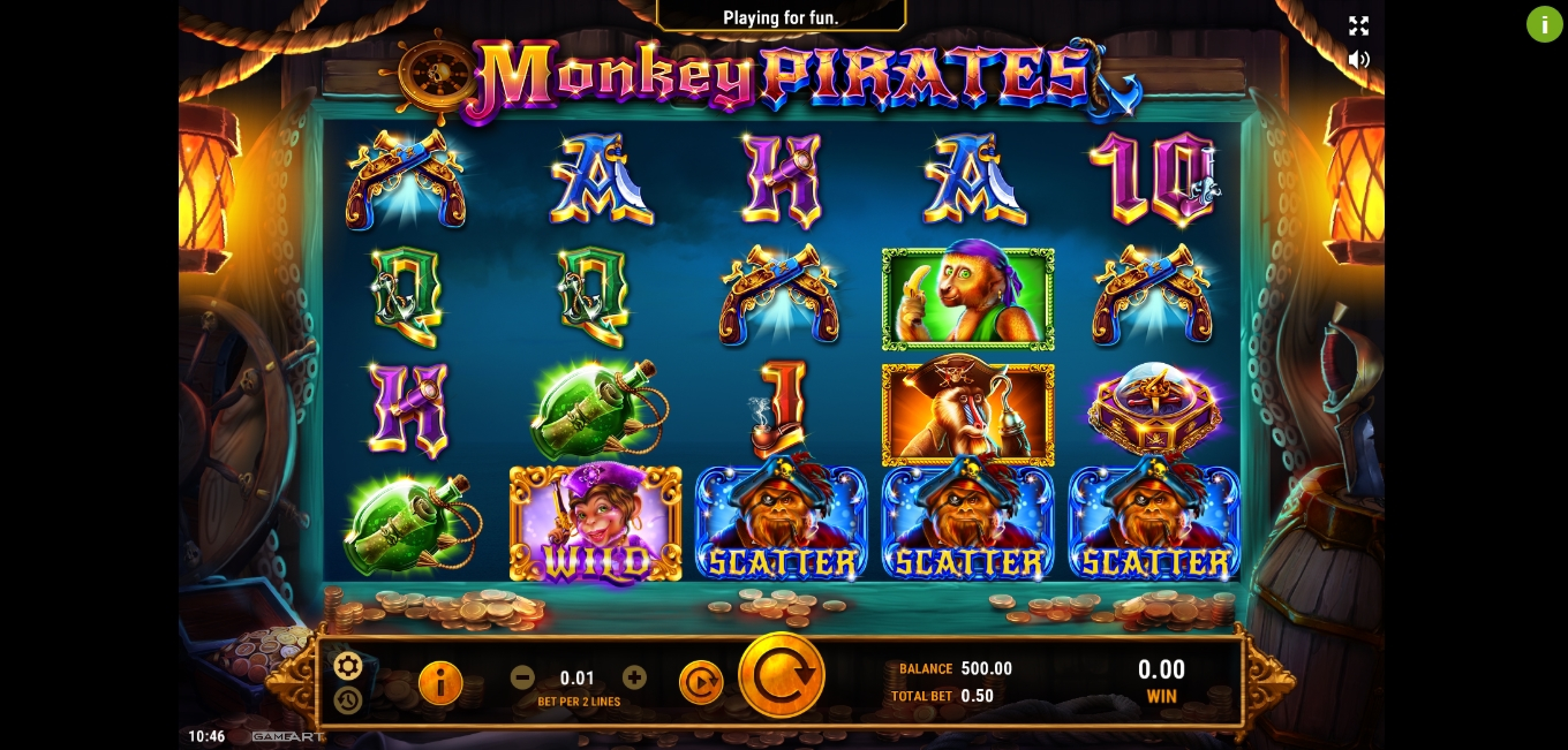 Reels in Monkey Pirates Slot Game by GameArt