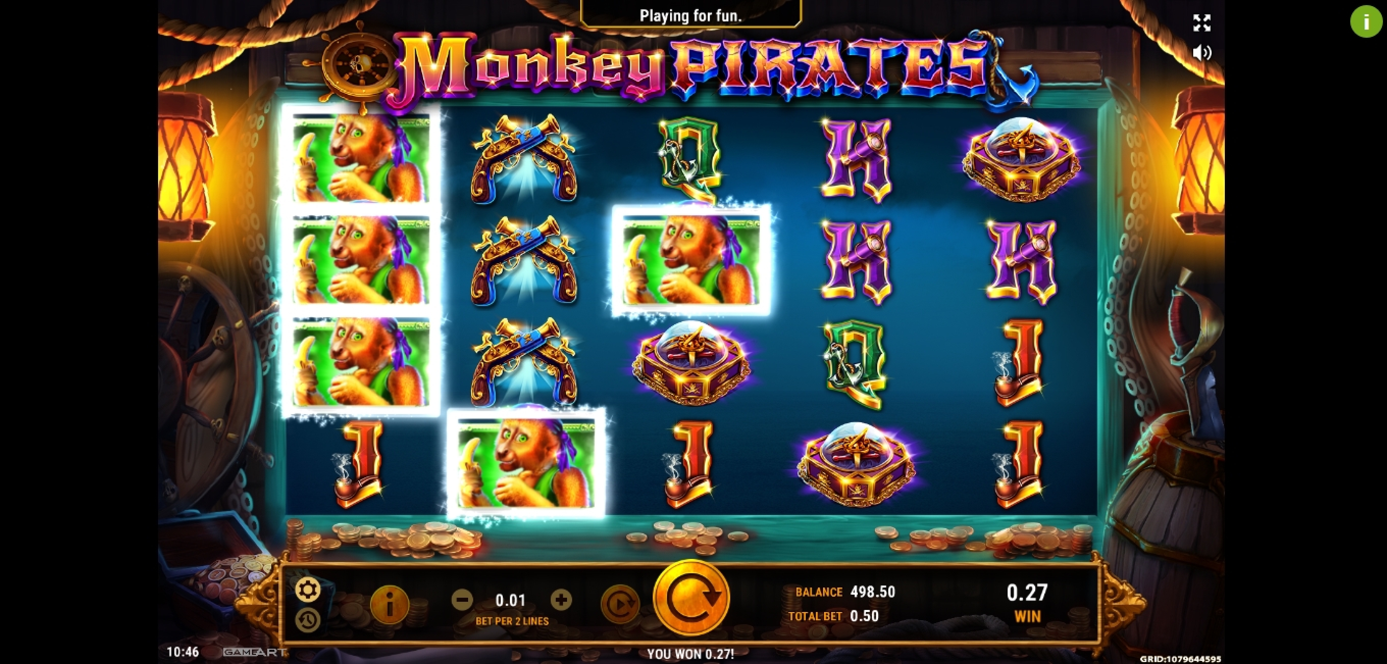 Win Money in Monkey Pirates Free Slot Game by GameArt