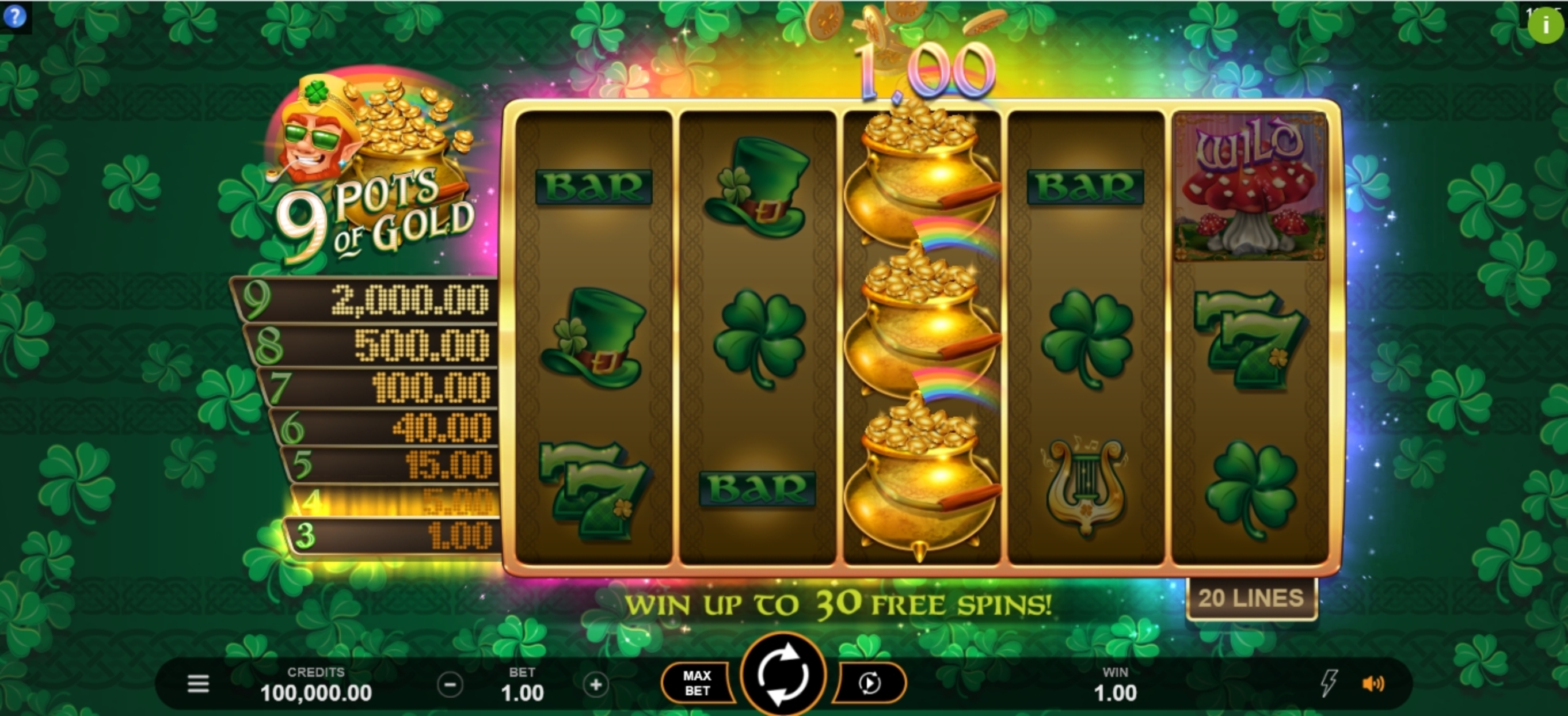 Win Money in 9 Pots of Gold Free Slot Game by Gameburger Studios