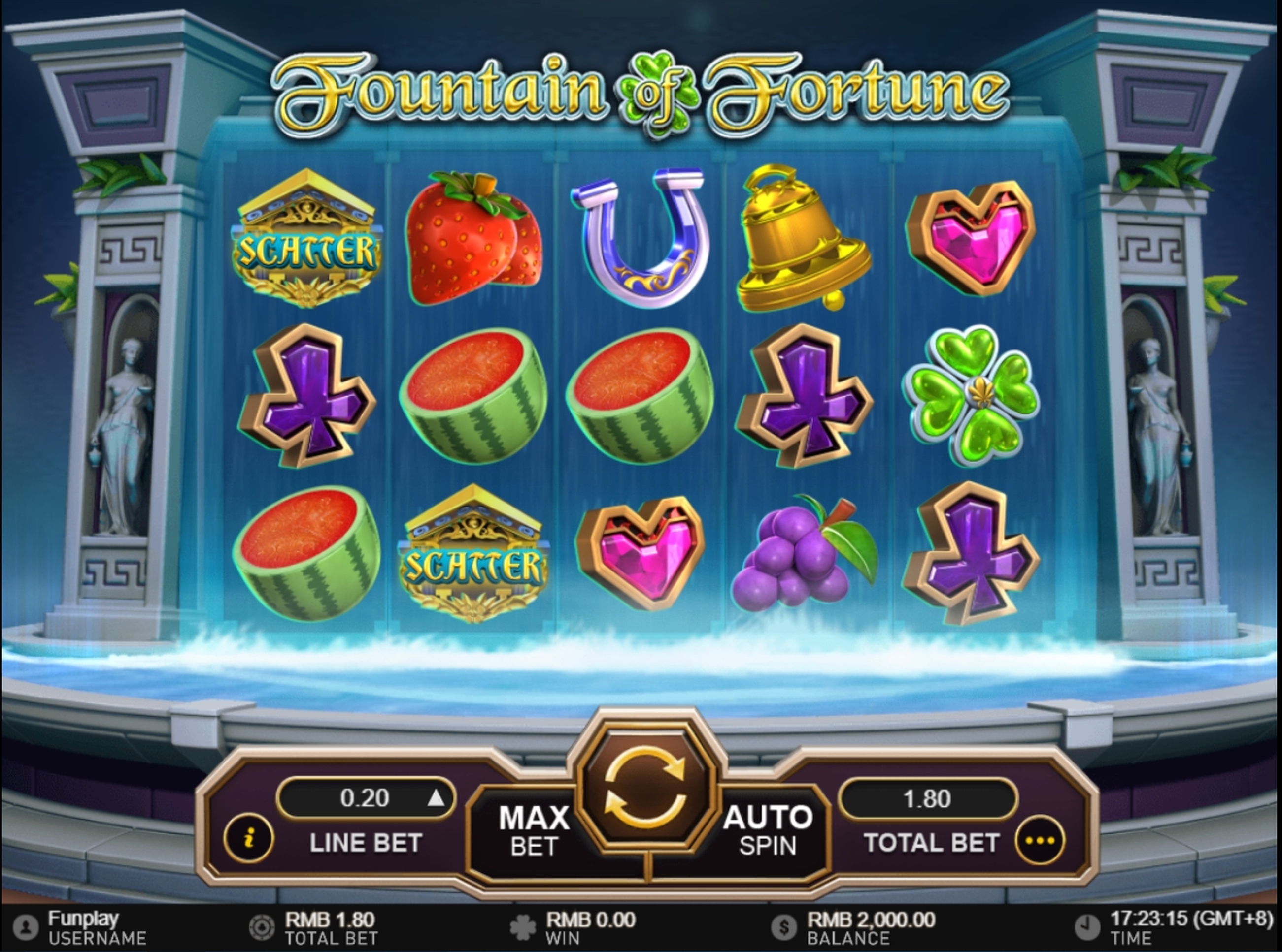 Reels in Fountain of Fortune Slot Game by Gameplay Interactive