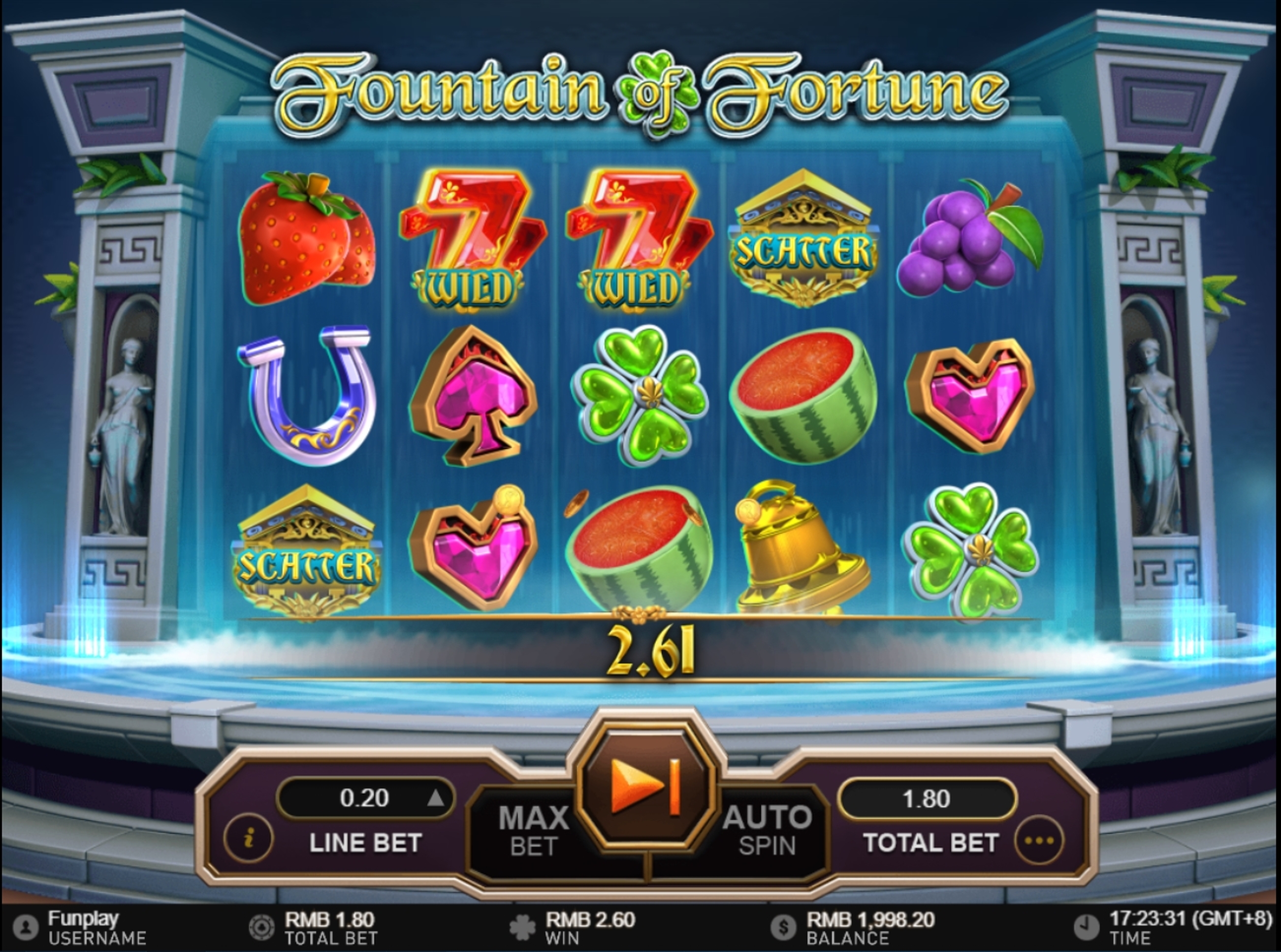 Win Money in Fountain of Fortune Free Slot Game by Gameplay Interactive