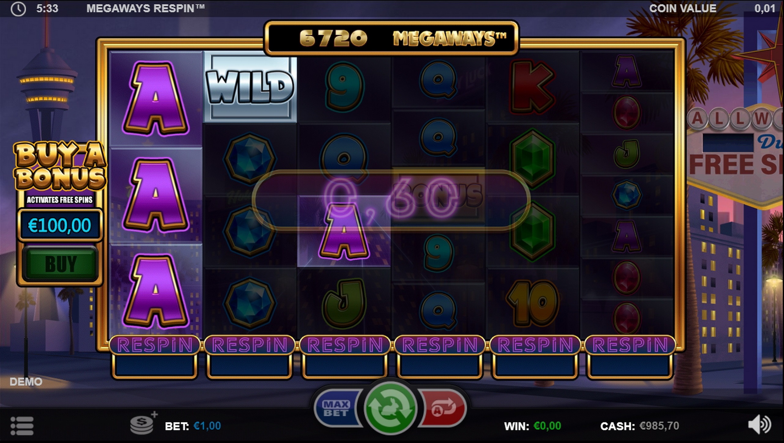 Win Money in Megaways Respin Free Slot Game by Games Inc