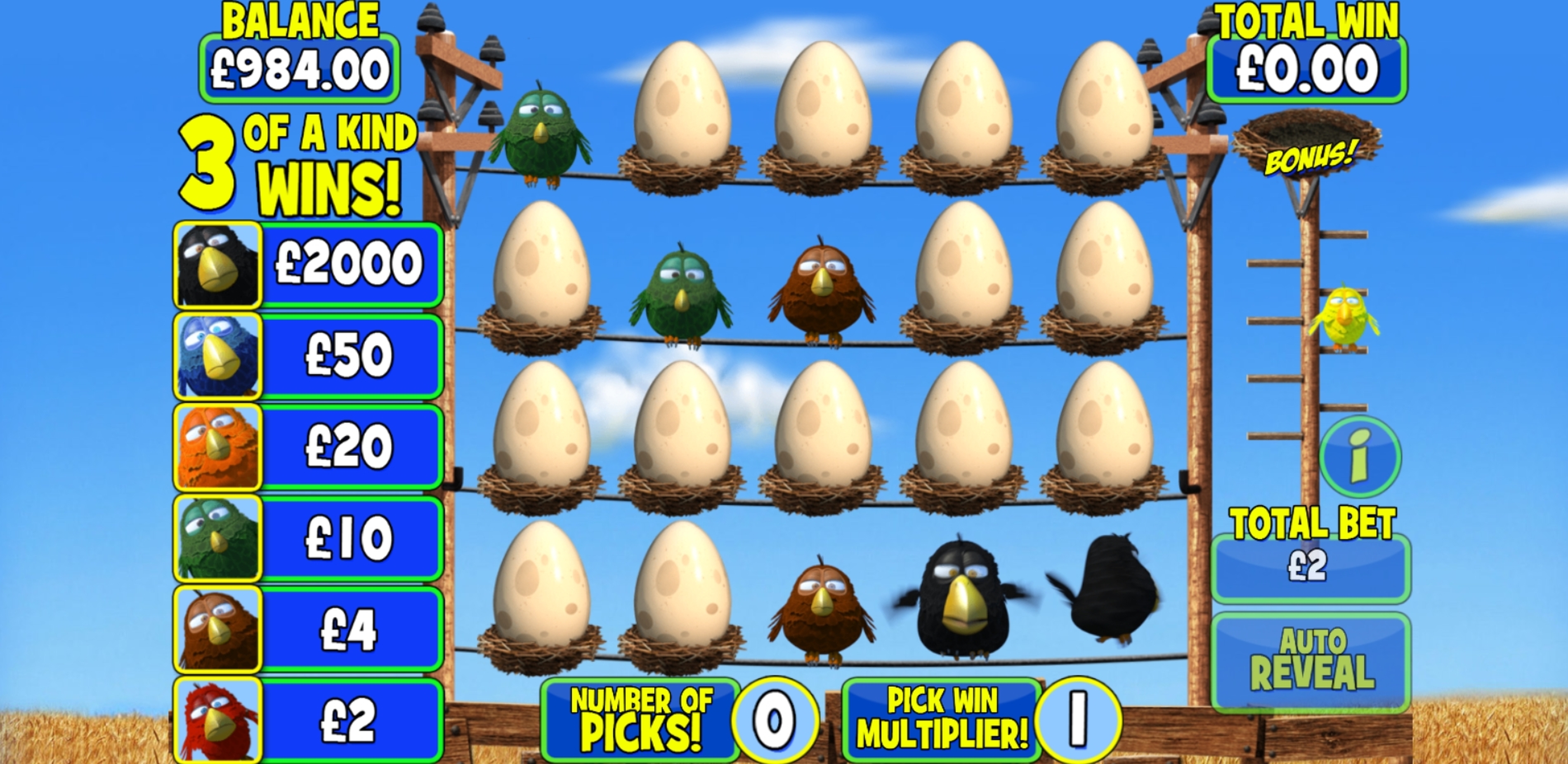 Win Money in Birdz Instant Win Free Slot Game by Games Warehouse