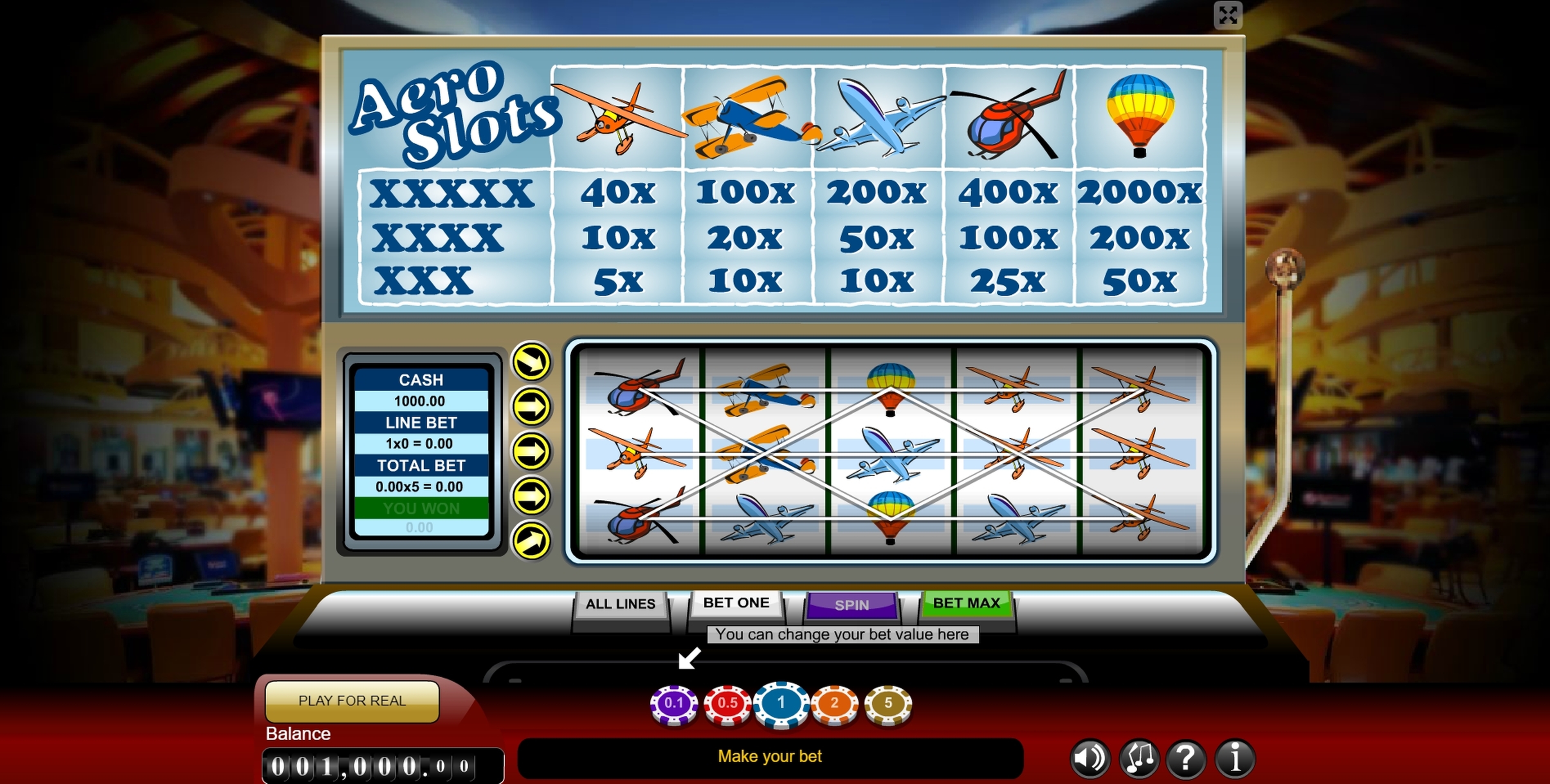 Reels in Aero Slots Slot Game by Gamescale Software