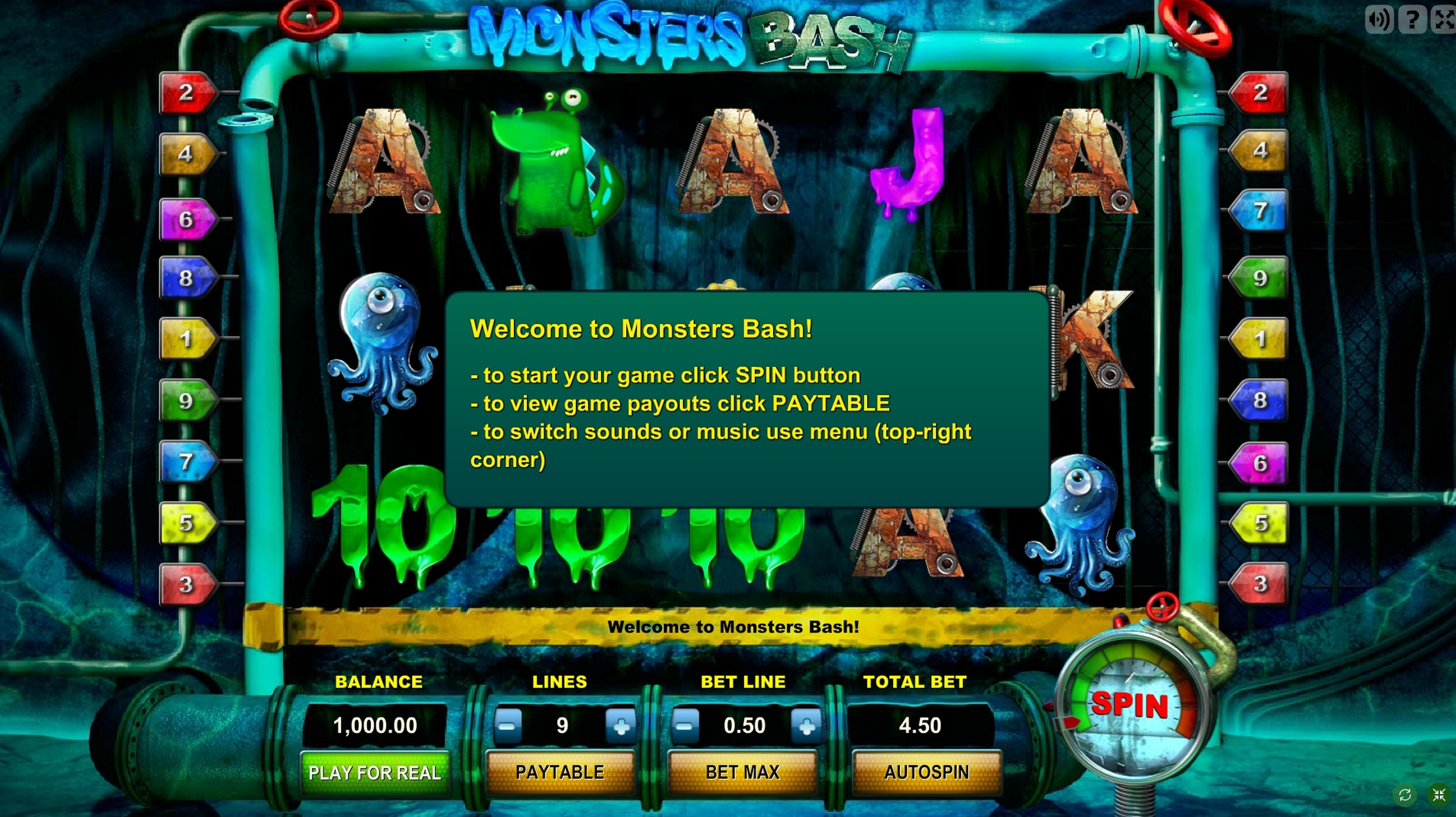 Reels in Monsters Bash Slot Game by Gamescale Software