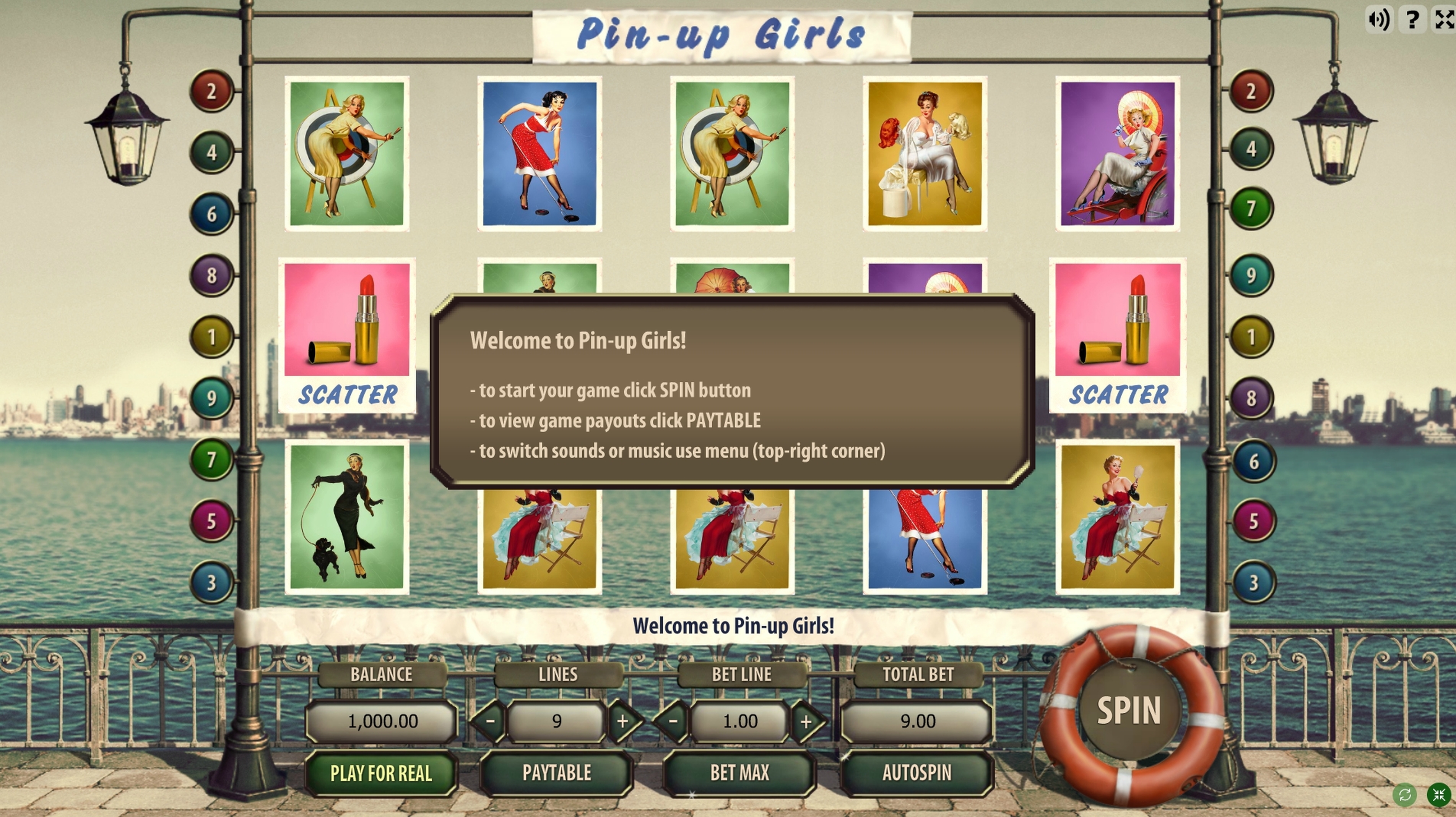 Reels in Pin Up Girls (GameScale) Slot Game by Gamescale Software