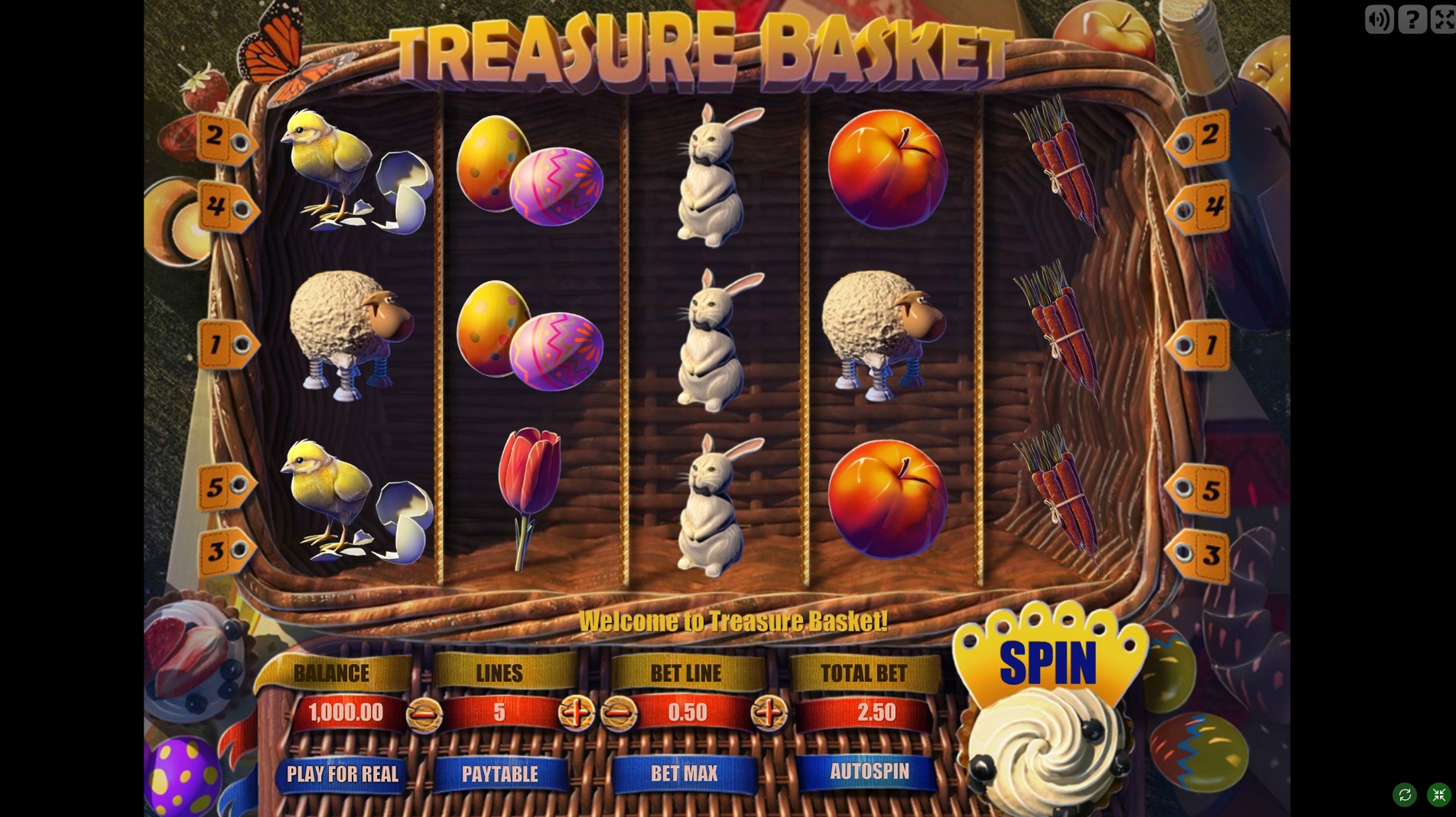 Reels in Treasure Basket Slot Game by Gamescale Software