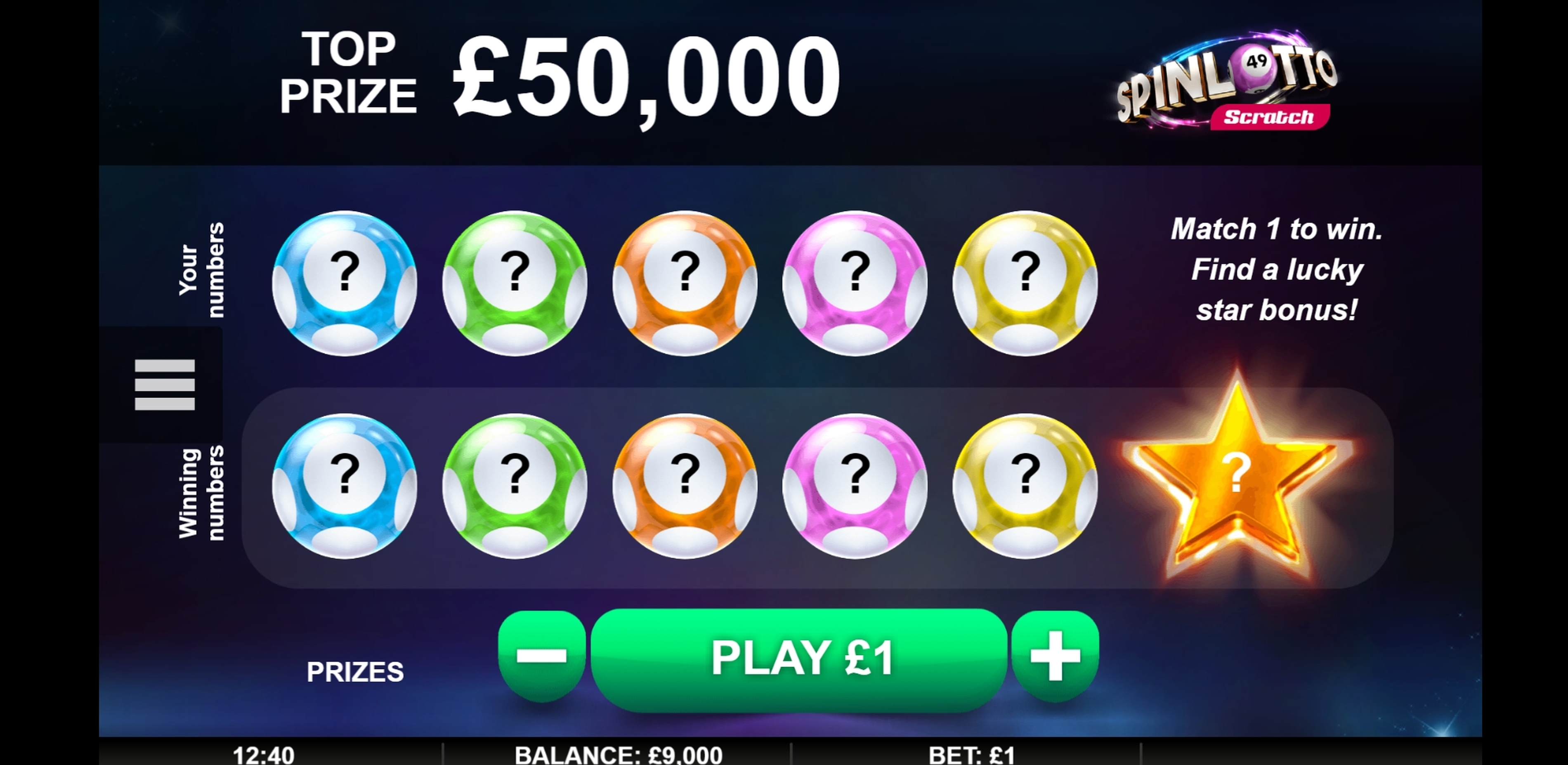 Reels in Spinlotto Scratch Slot Game by gamevy