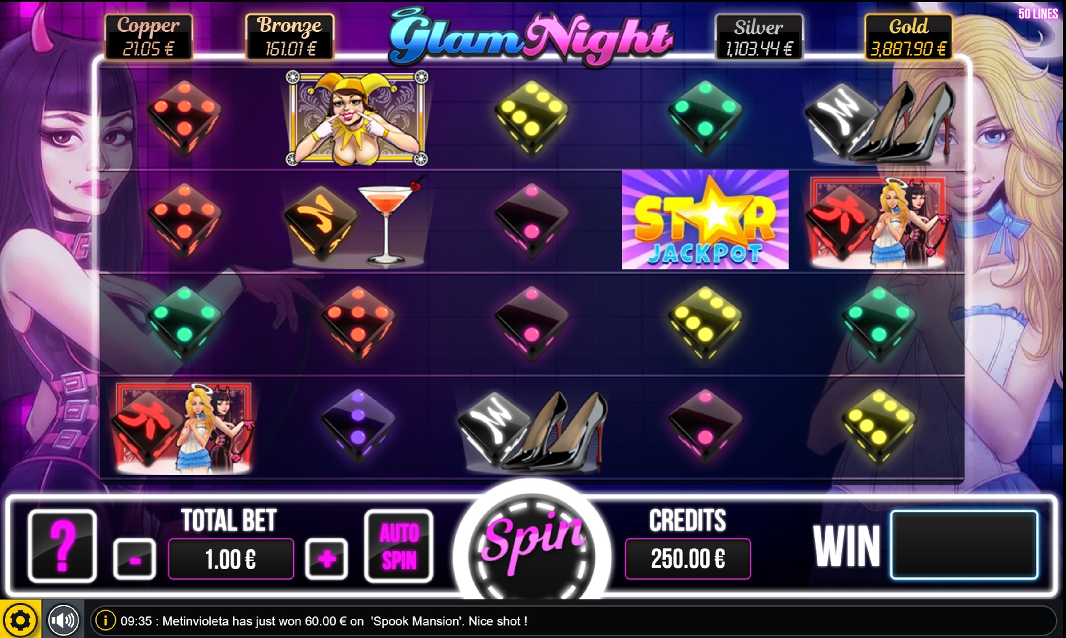 Reels in Glam Night Slot Game by GAMING1