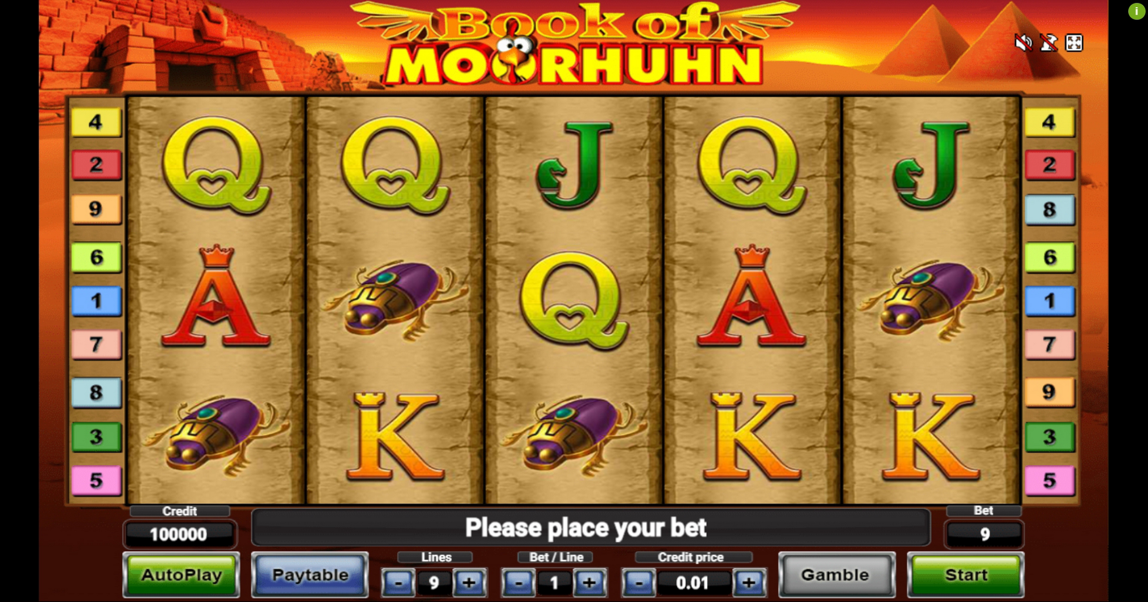 Reels in Book of Moorhuhn Slot Game by Gamomat