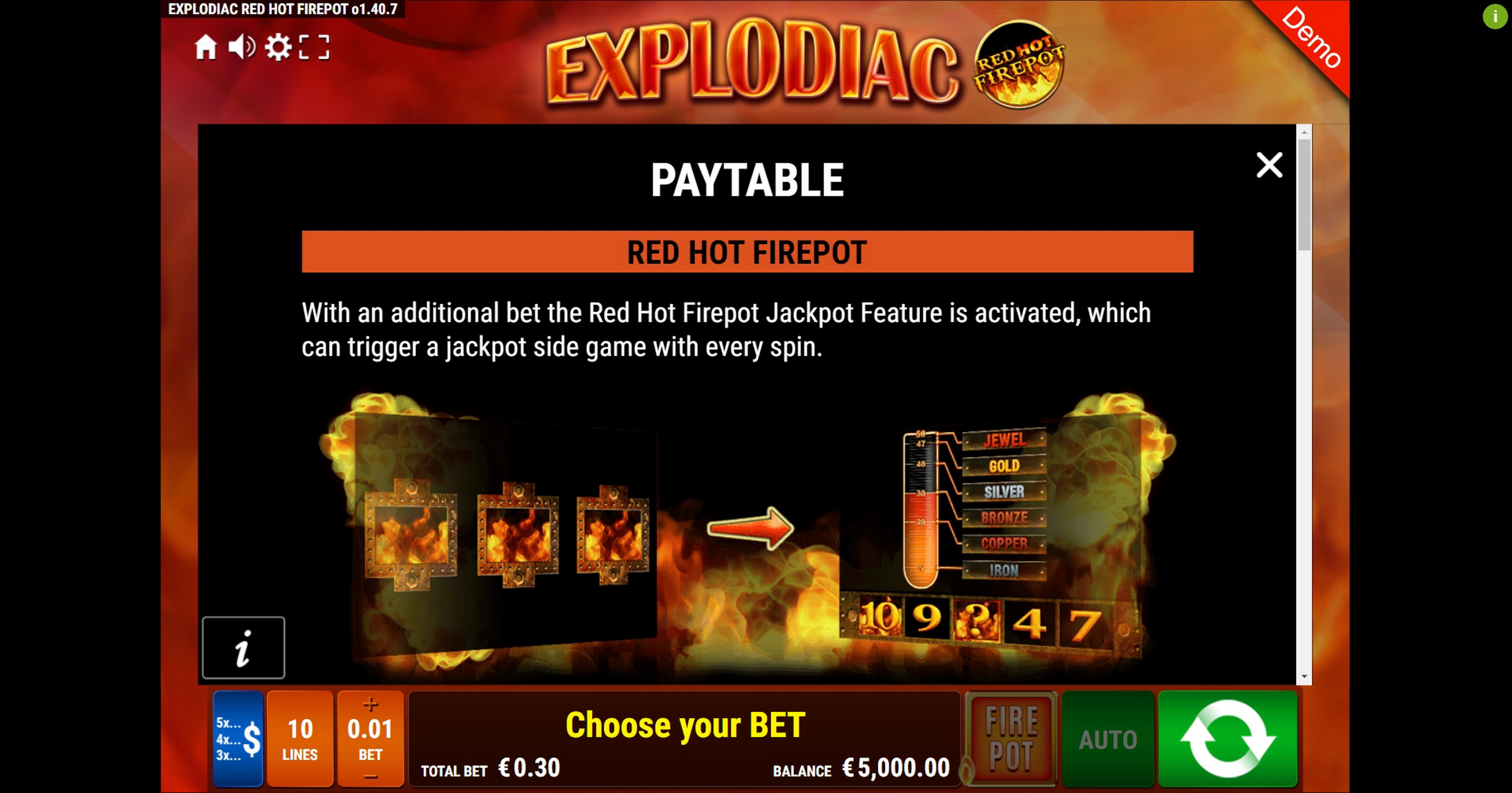 Info of Explodiac RHFP Slot Game by Gamomat