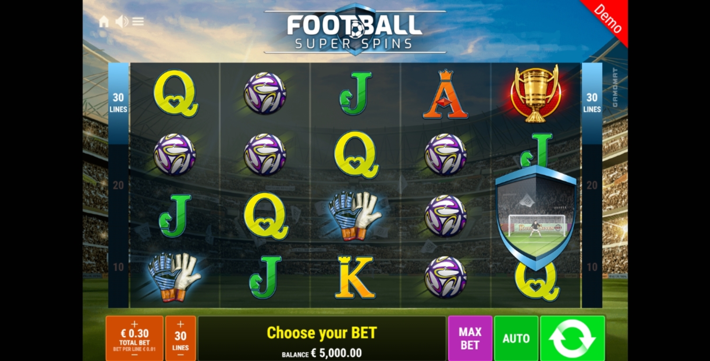 Reels in Football Super Spins Slot Game by Gamomat
