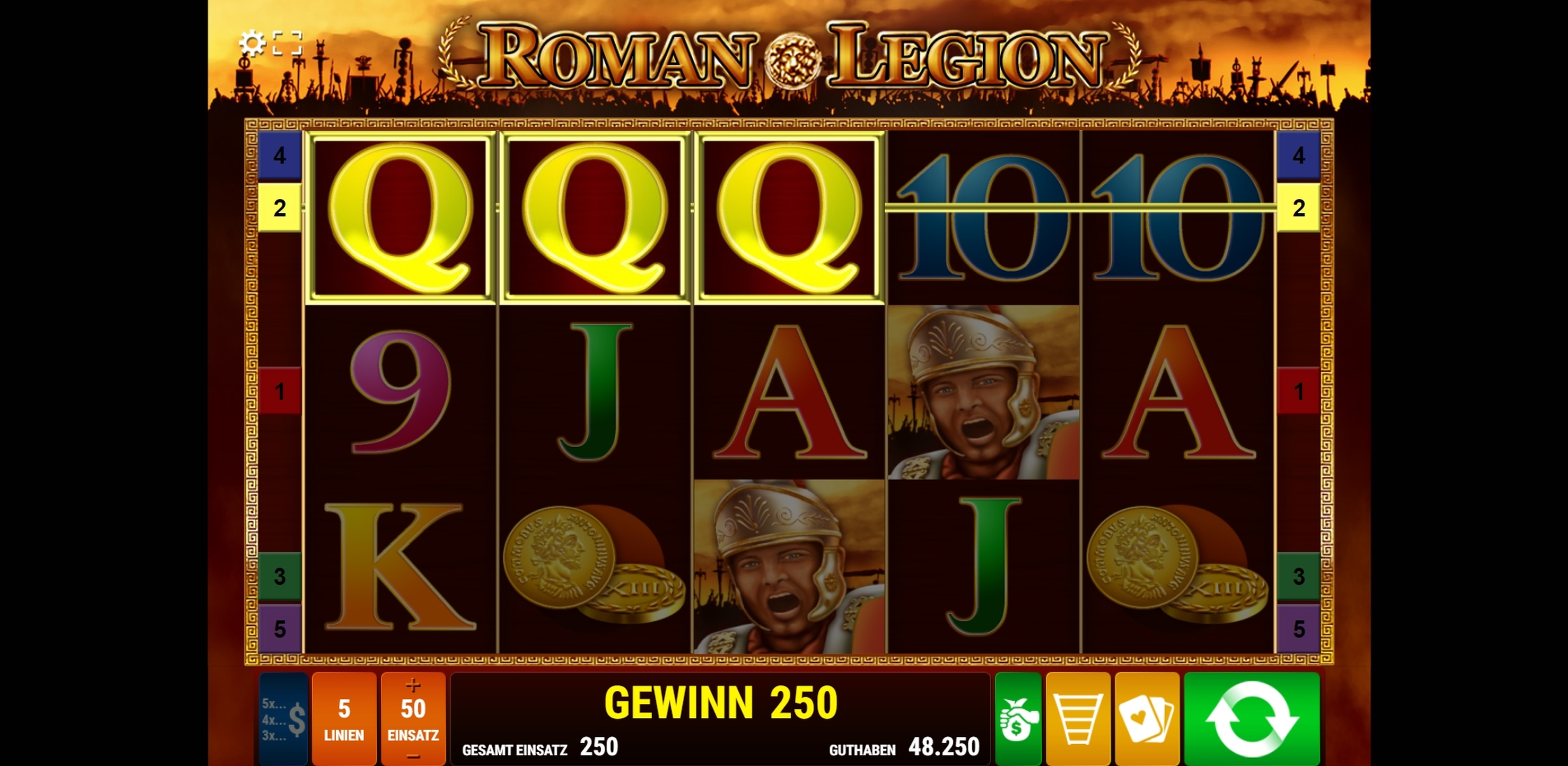 Win Money in Roman Legion Free Slot Game by Gamomat
