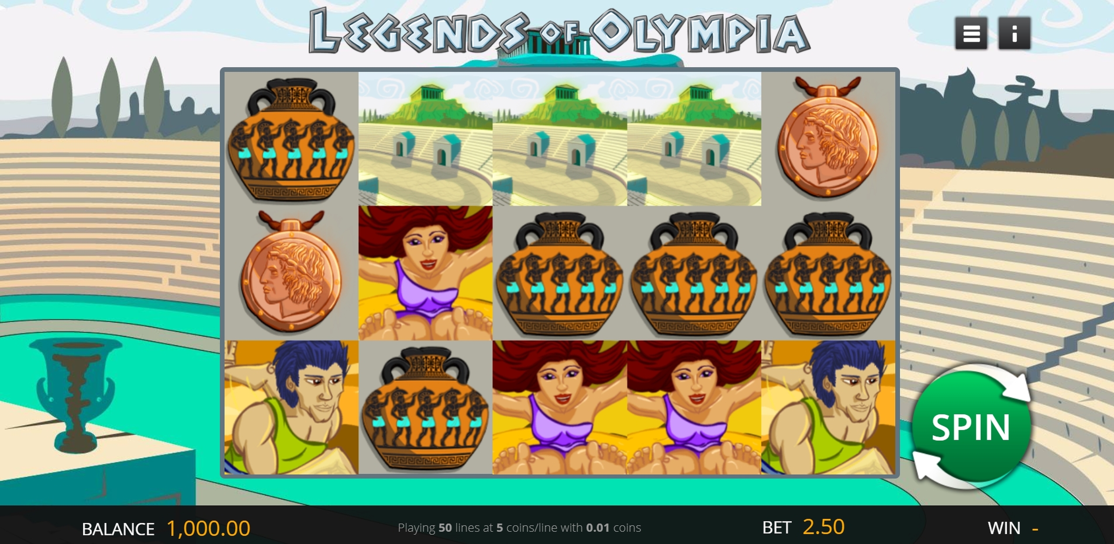 Reels in Legends of Olympia Slot Game by Genii