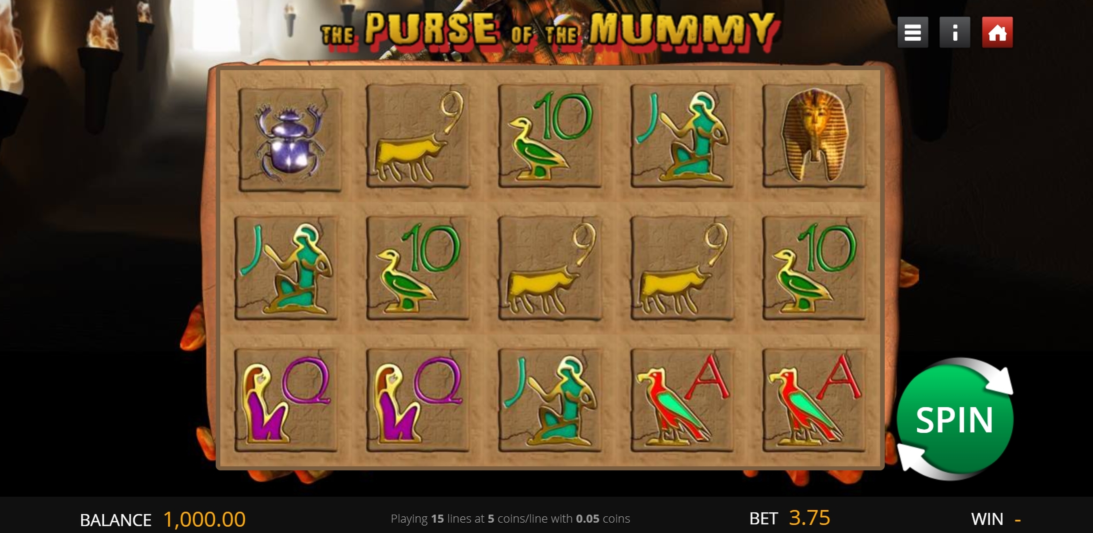 Reels in Purse of the Mummy Slot Game by Genii