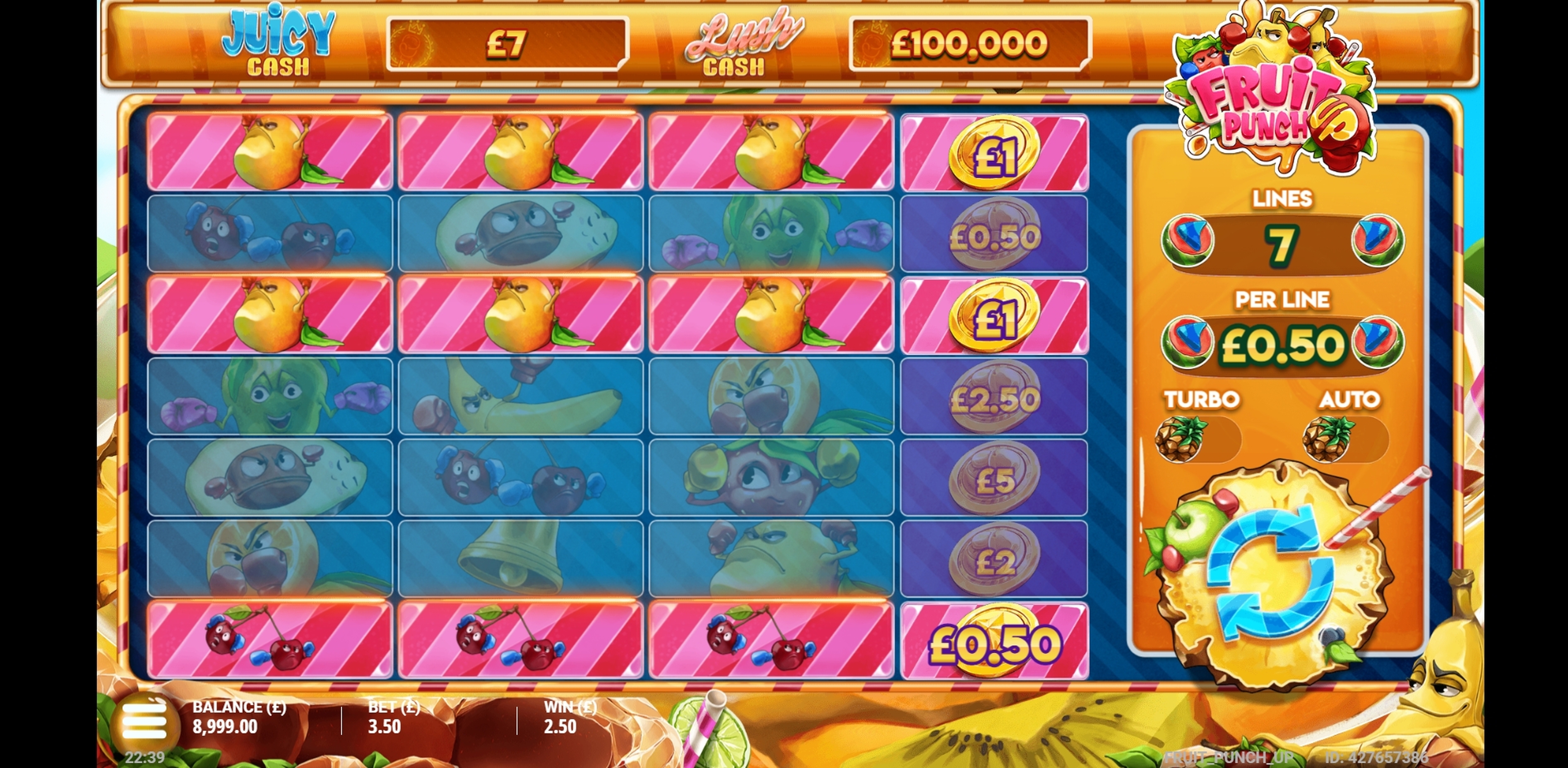 Win Money in Fruit Punch Up Free Slot Game by Gluck Games