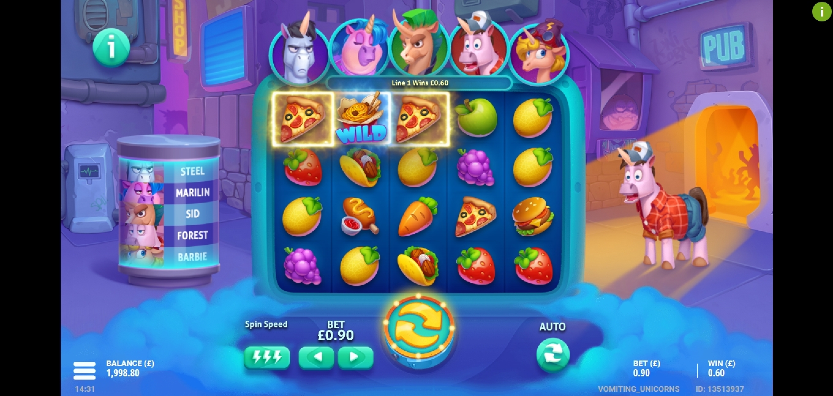 Win Money in Vomiting Unicorns Free Slot Game by Gluck Games