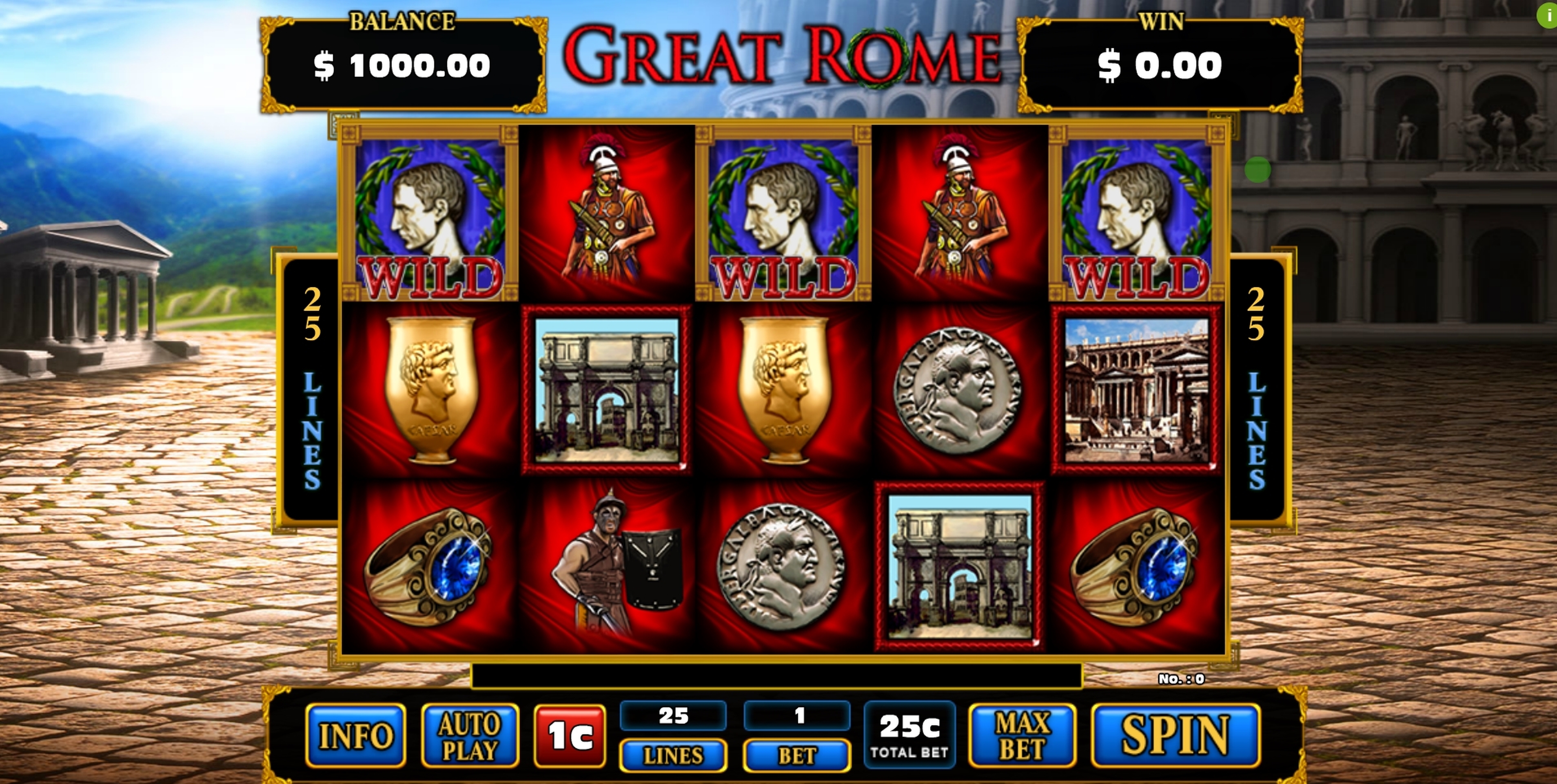 Reels in Great Rome Slot Game by GMW