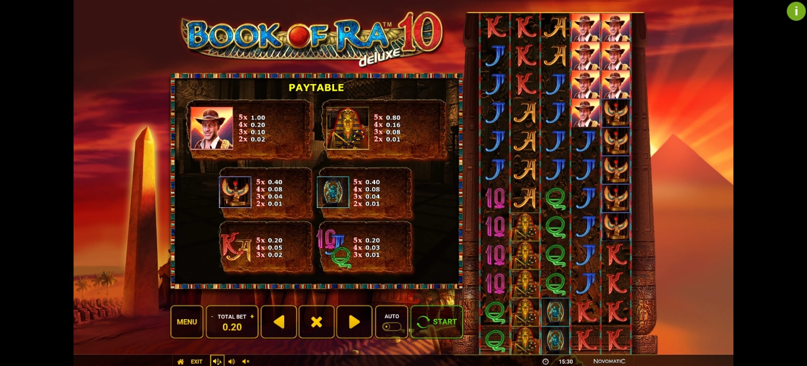Info of Book Of Ra Deluxe 10 Slot Game by Greentube