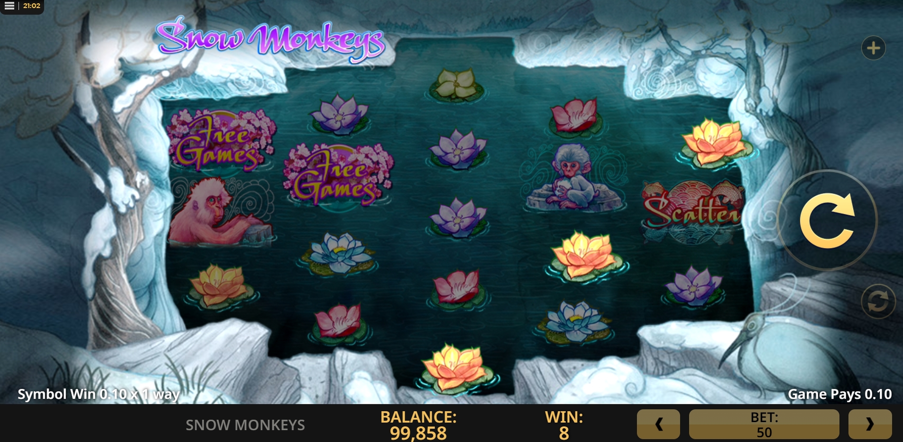 Win Money in Snow Monkeys Free Slot Game by High 5 Games