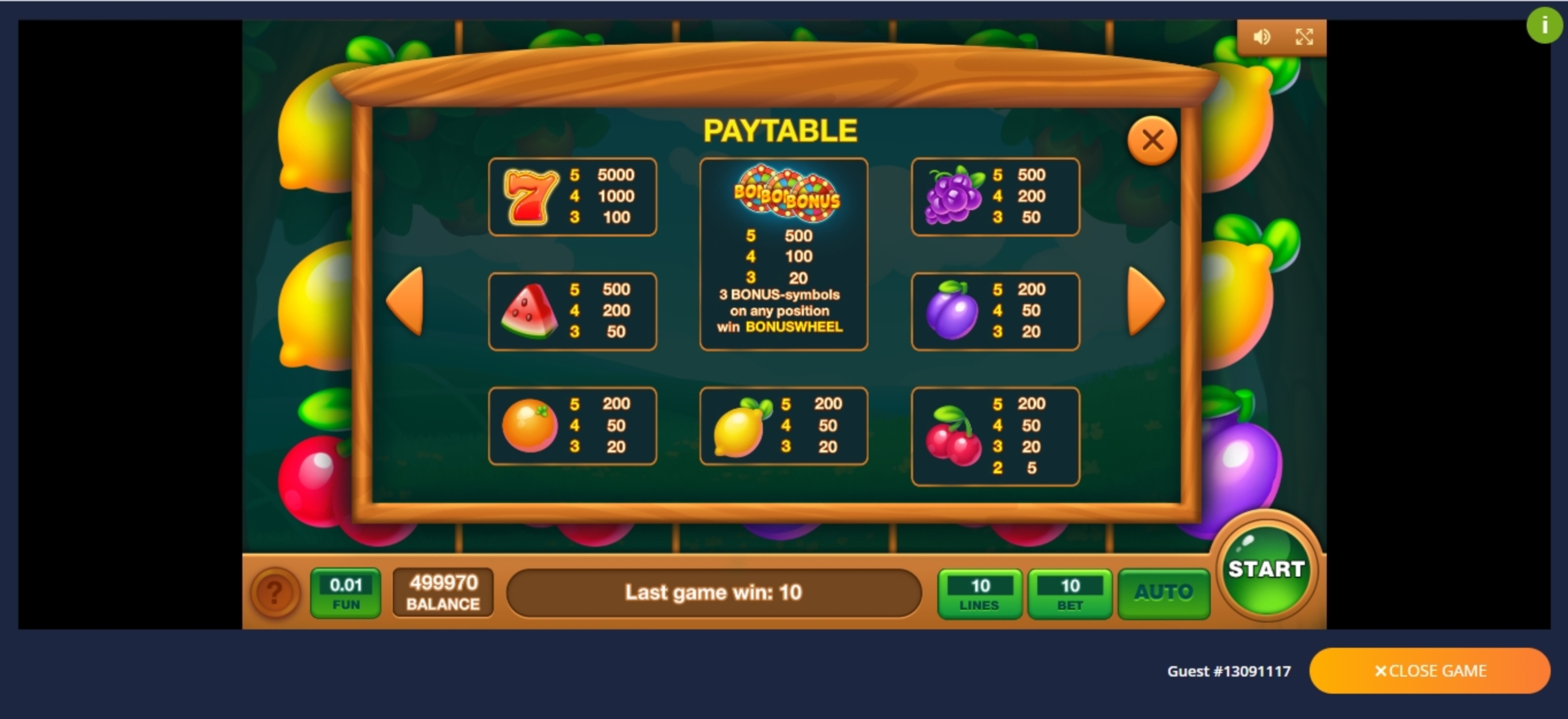 Info of Fruit Scapes Slot Game by Inbet Games
