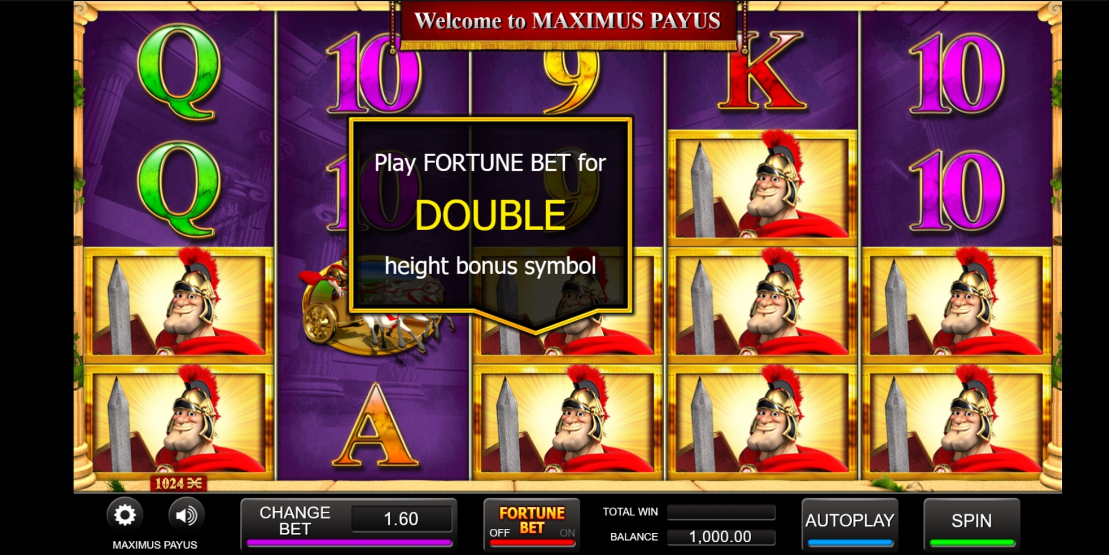 Reels in Maximus Payus Slot Game by Inspired Gaming